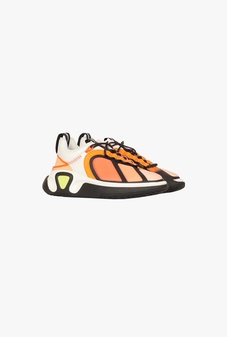 White and orange gummy leather, PVC and neoprene B-Runner sneakers - 2