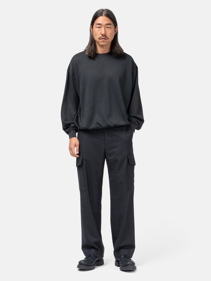 AURALEE Wool Fulling Flannel Cargo Slacks Top Charcoal outlook