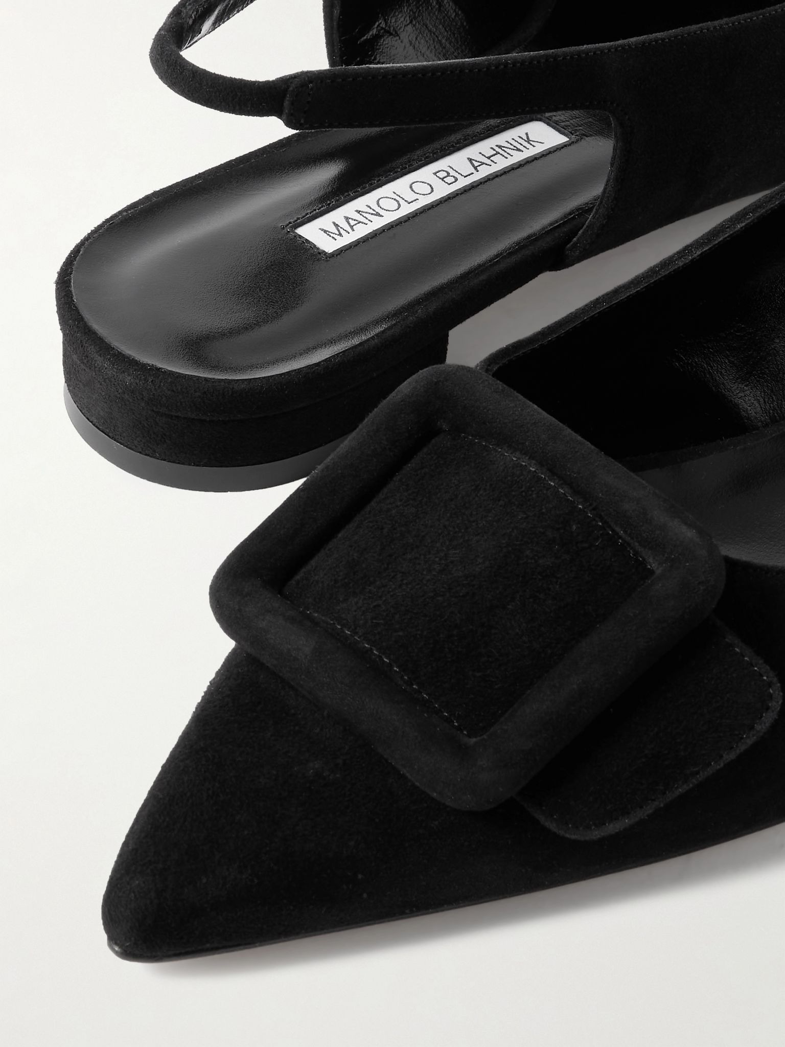 Maylura buckled suede slingback flats Black - 4