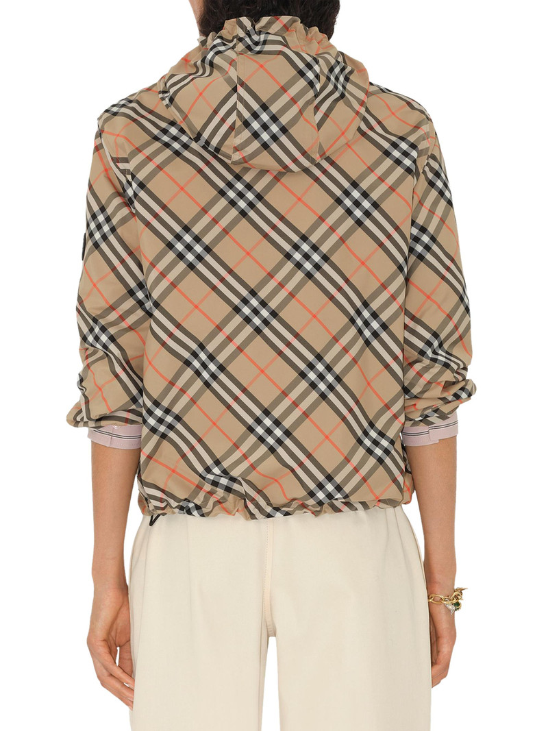 Women's Check Hooded Jacket - Sand Ip Check 5