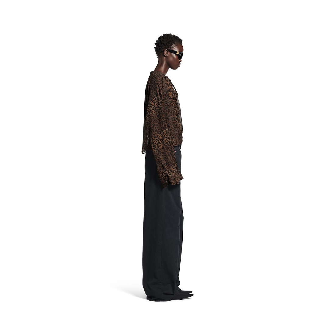 Women's Leopard Minimal Blouse in Brown - 3