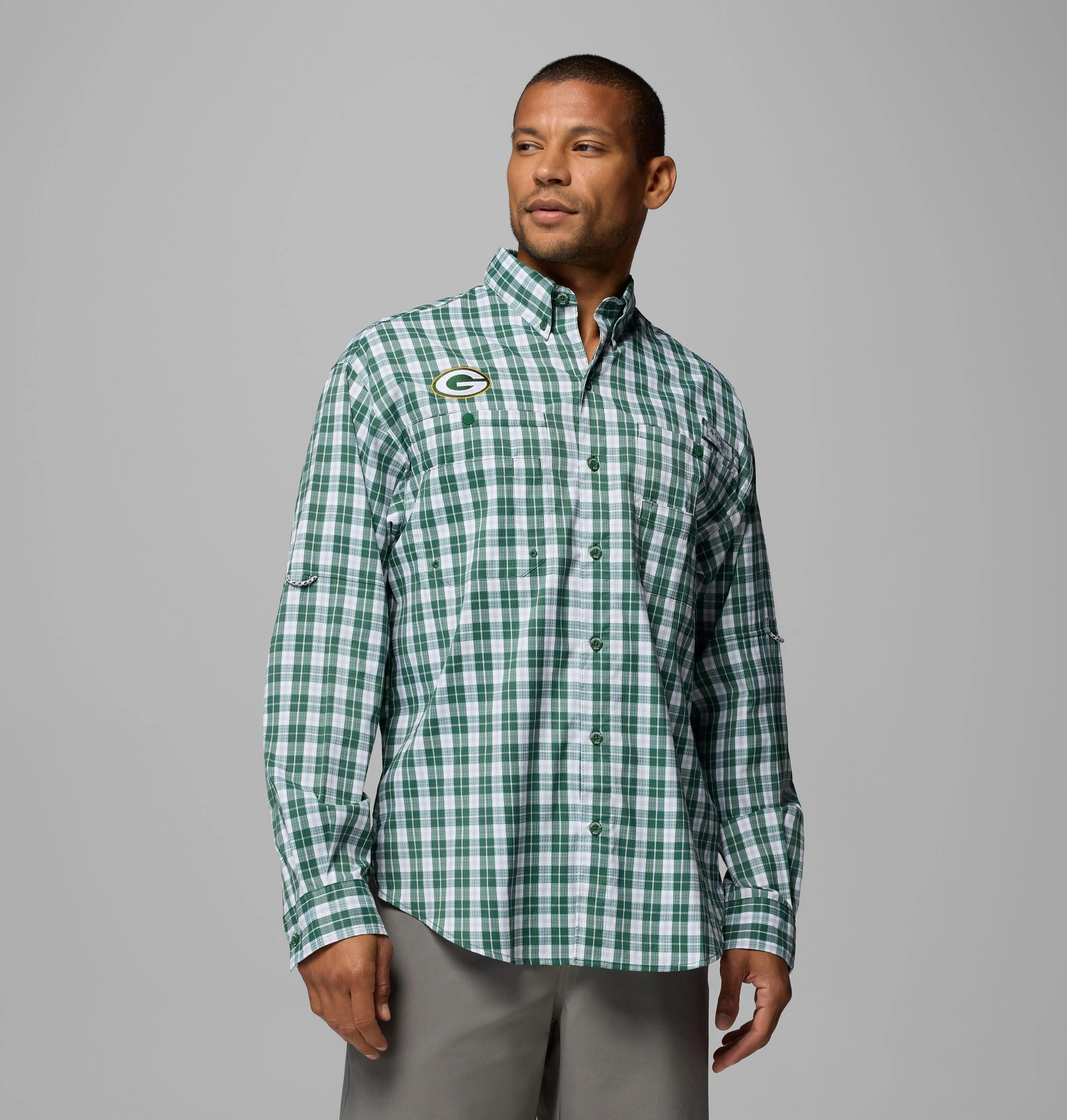 Men's PFG Super Tamiami Long Sleeve Shirt - Green Bay Packers - 1