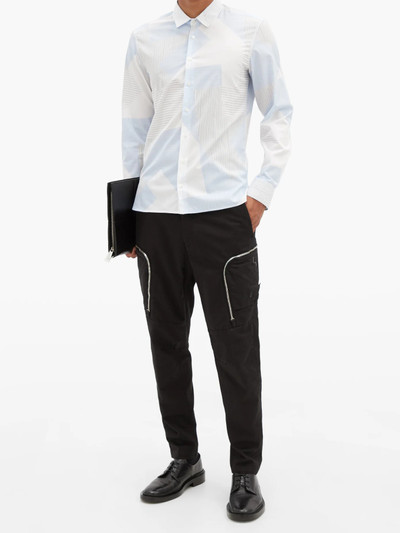 Neil Barrett Geometric stripe-print cotton-poplin shirt outlook