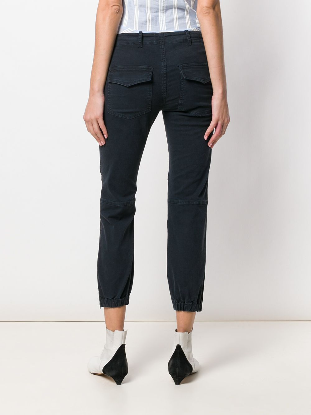elasticated hem cropped trousers - 4