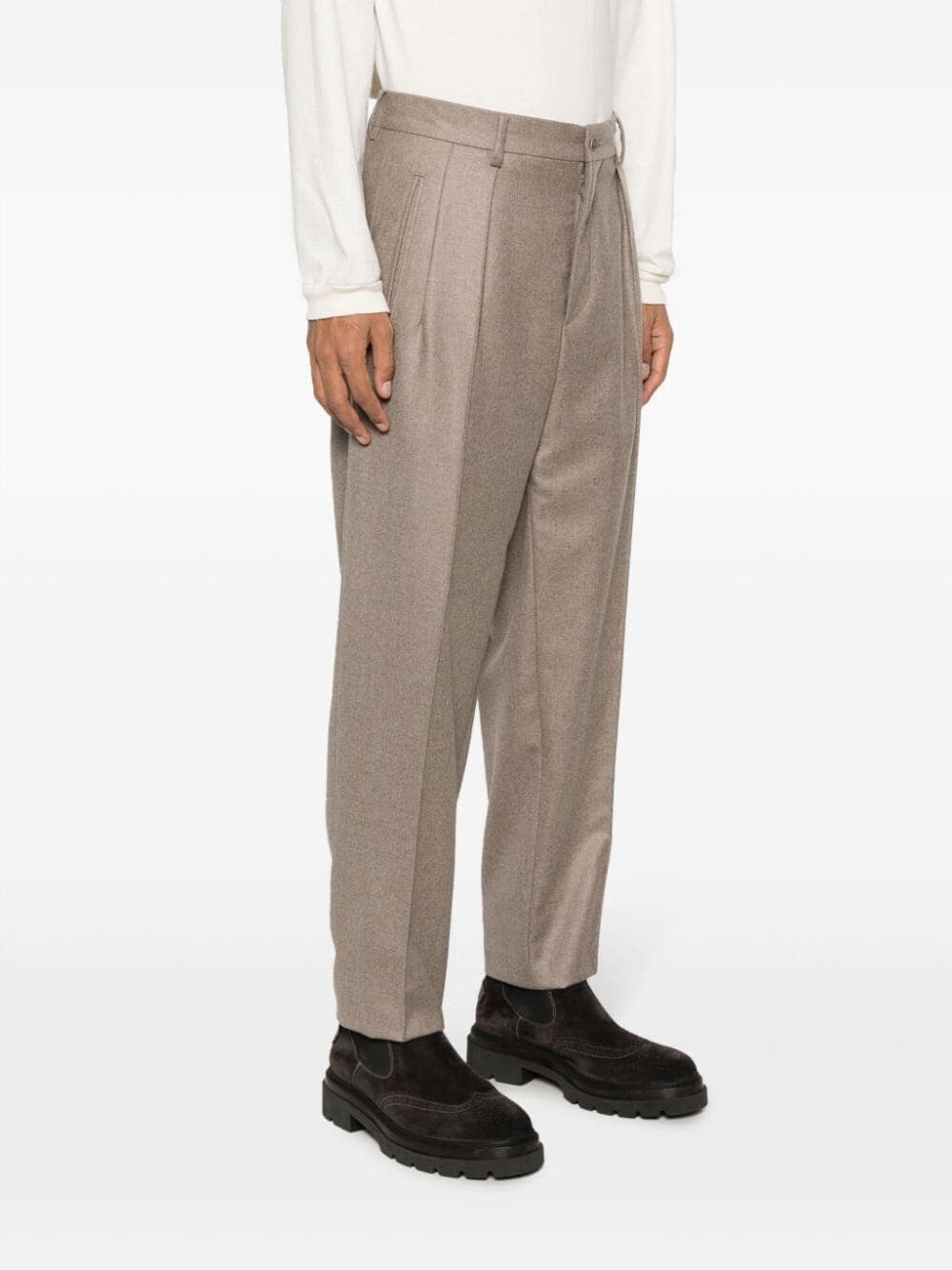 high-waist cashmere tapered trousers - 3