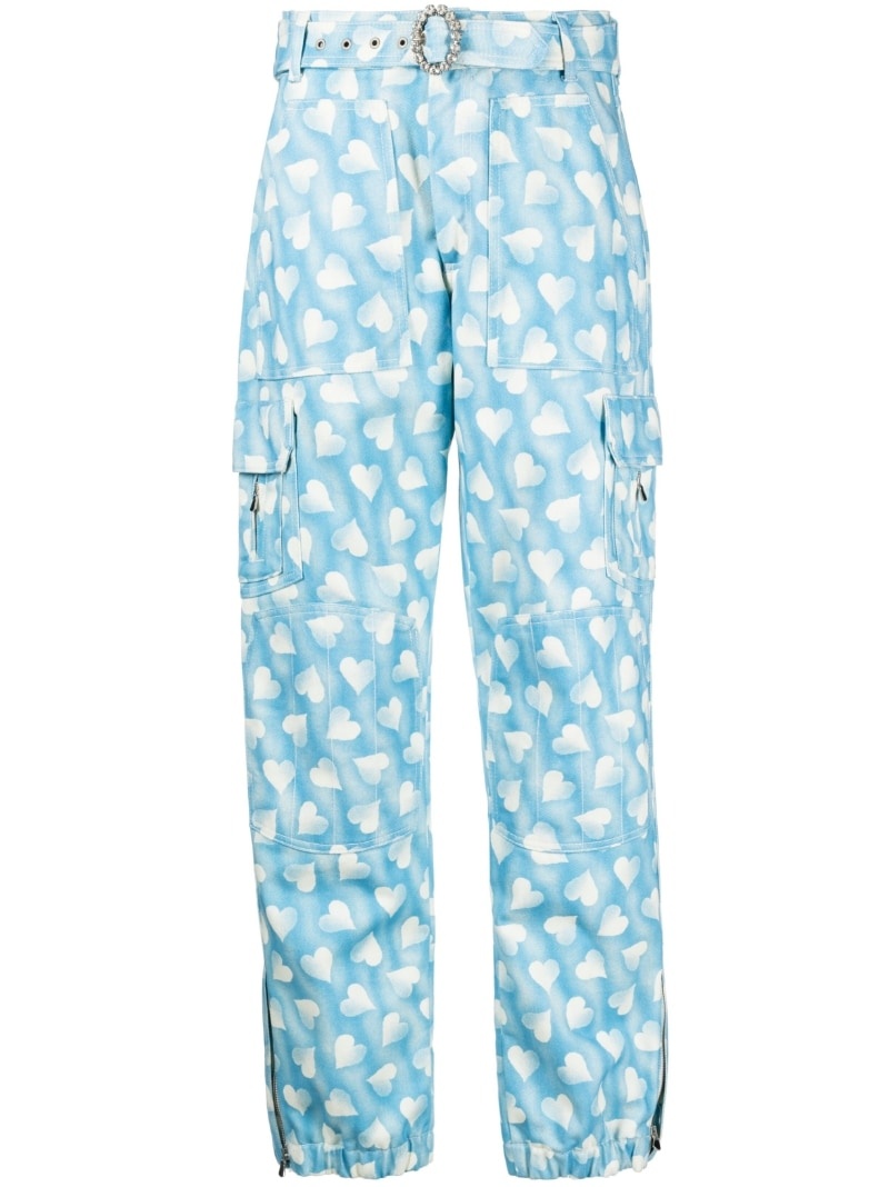 heart-print cargo trousers - 1