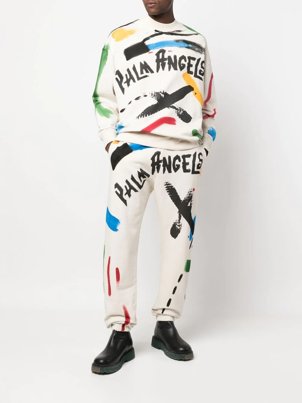 brush strokes logo-print track pants - 2