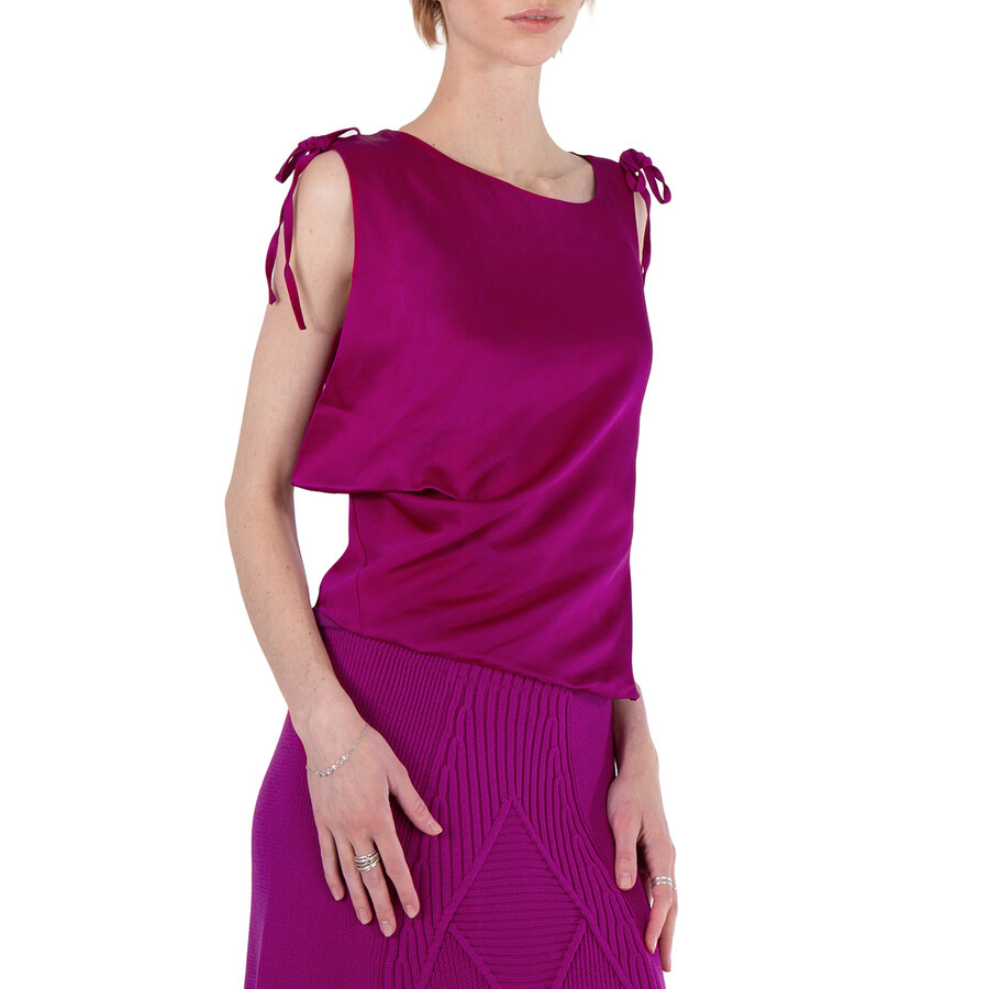 Atlein Ladies Purple Cowl Neck Satin Top, Brand Size 36 (US Size 2) - 4