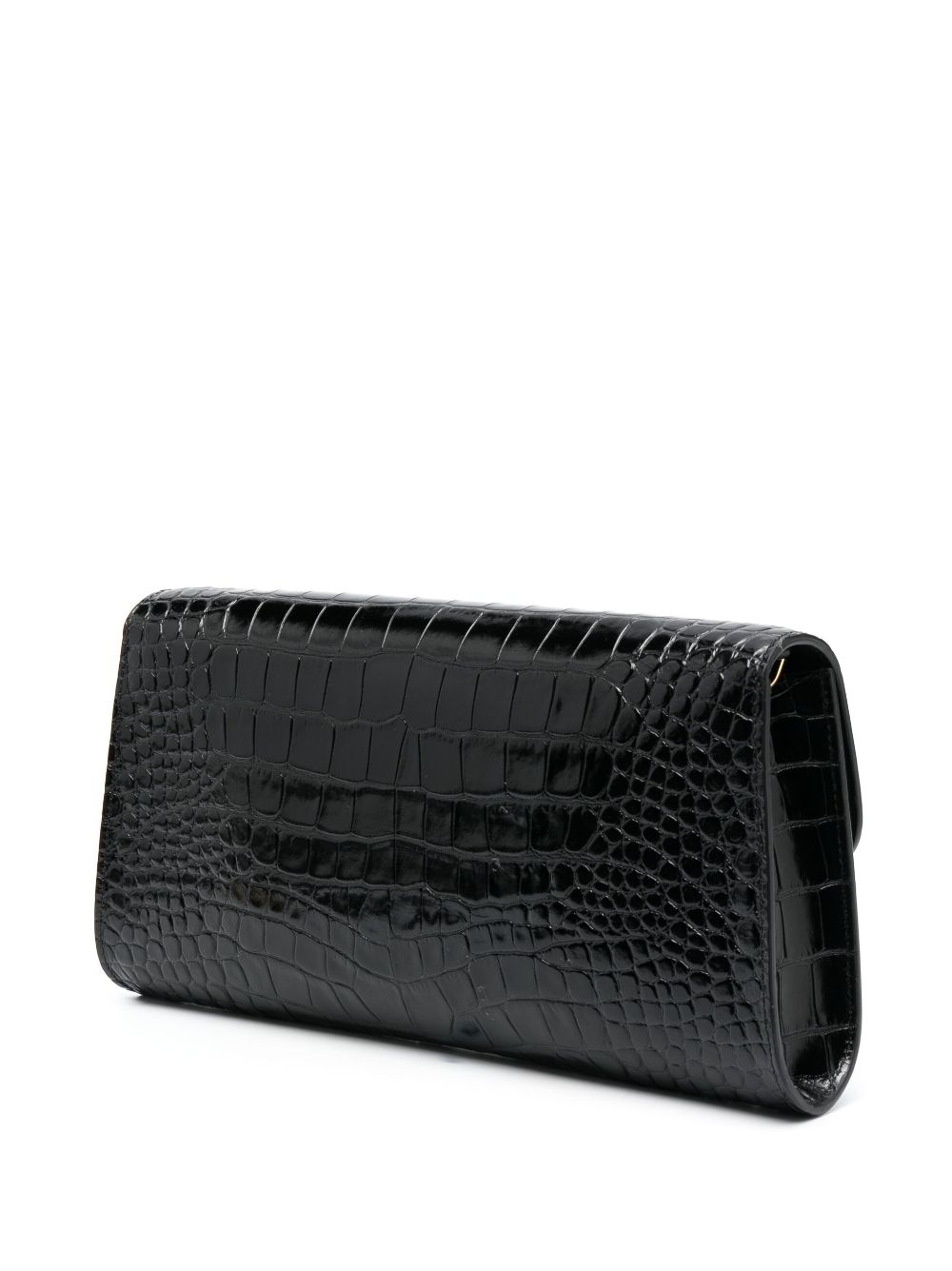 embossed-crocodile effect leather clutch - 3