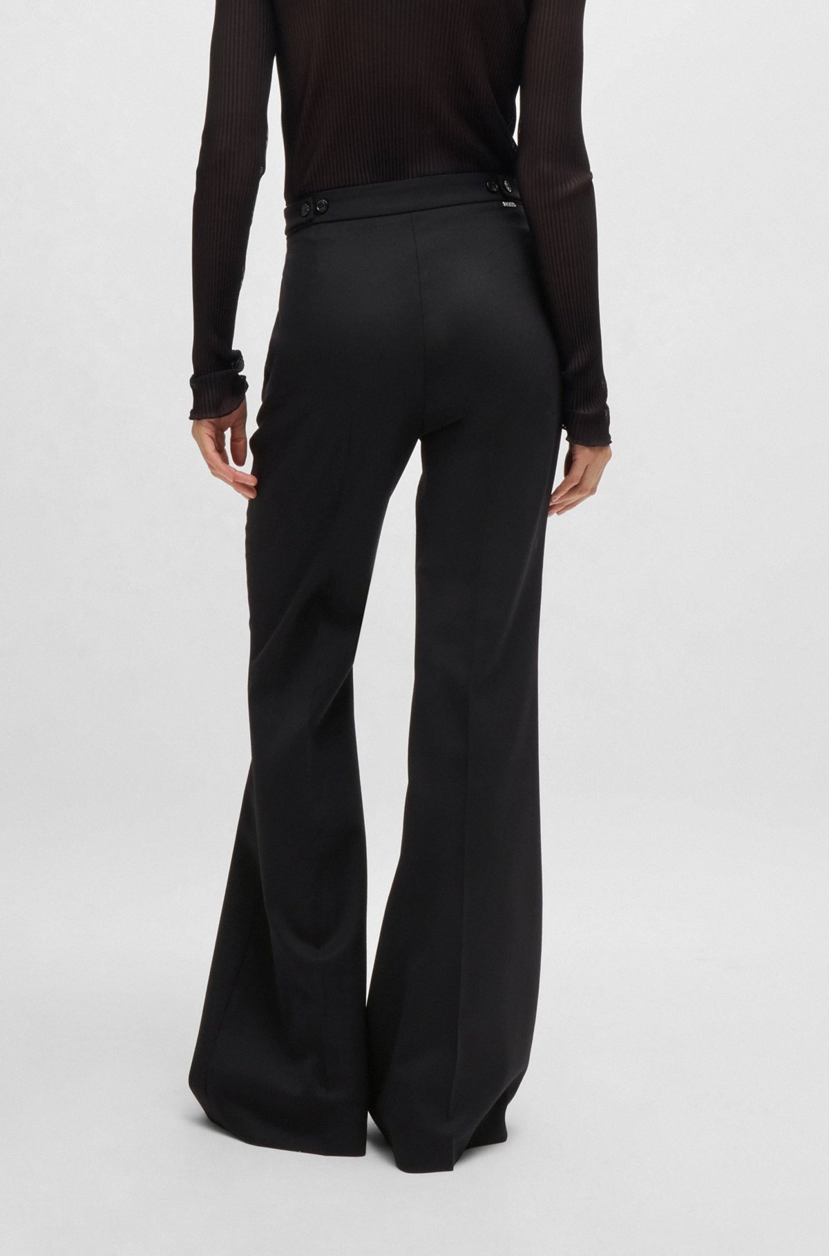 REGULAR-FIT FLARED TROUSERS IN WOOL TWILL - 4