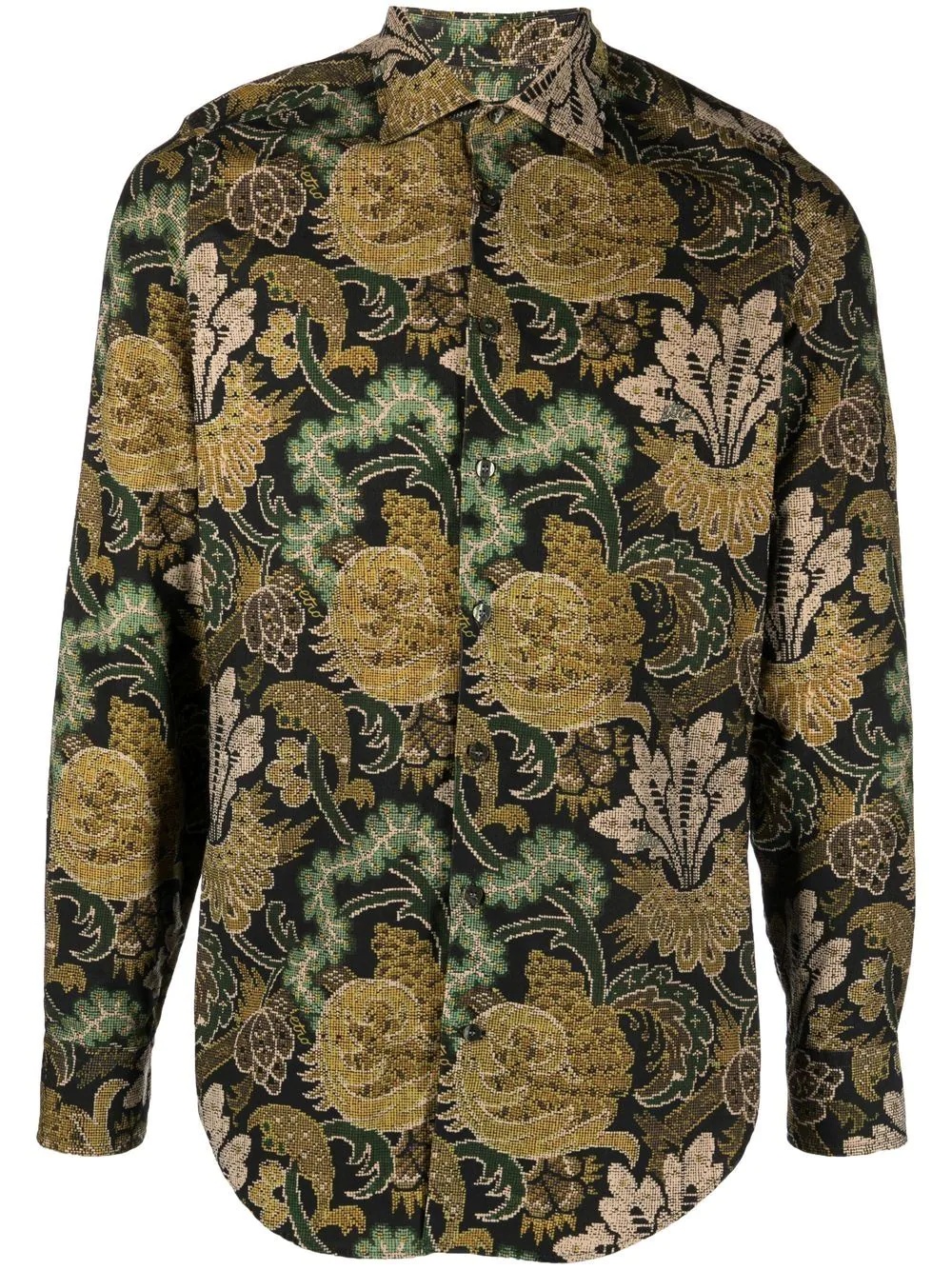 paisley-jacquard long-sleeve shirt - 1