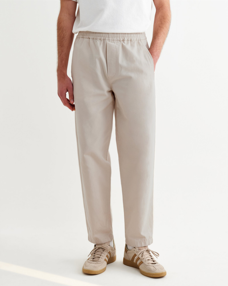 Wax London Tyne - Stone Cotton Tencel Loose Fit Trousers outlook