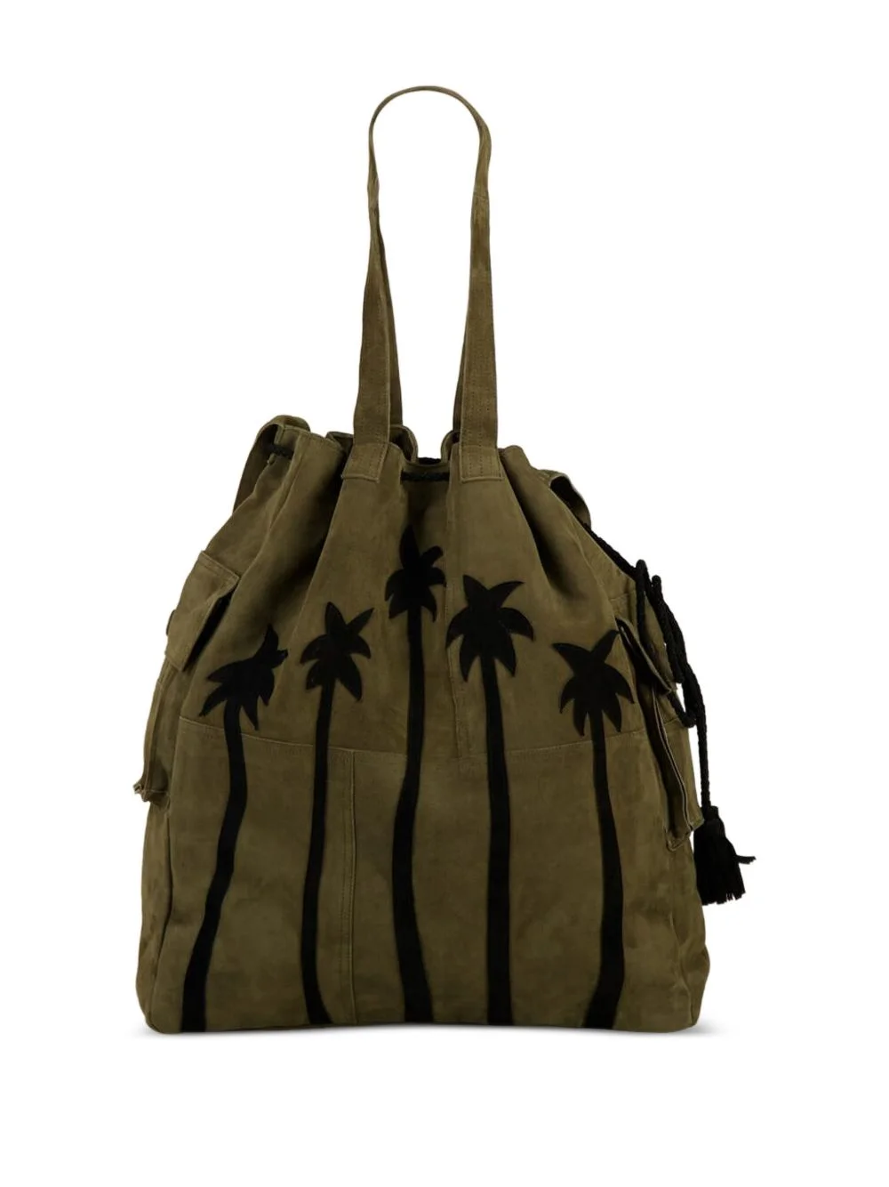 palm tree suede shoulder bag - 1