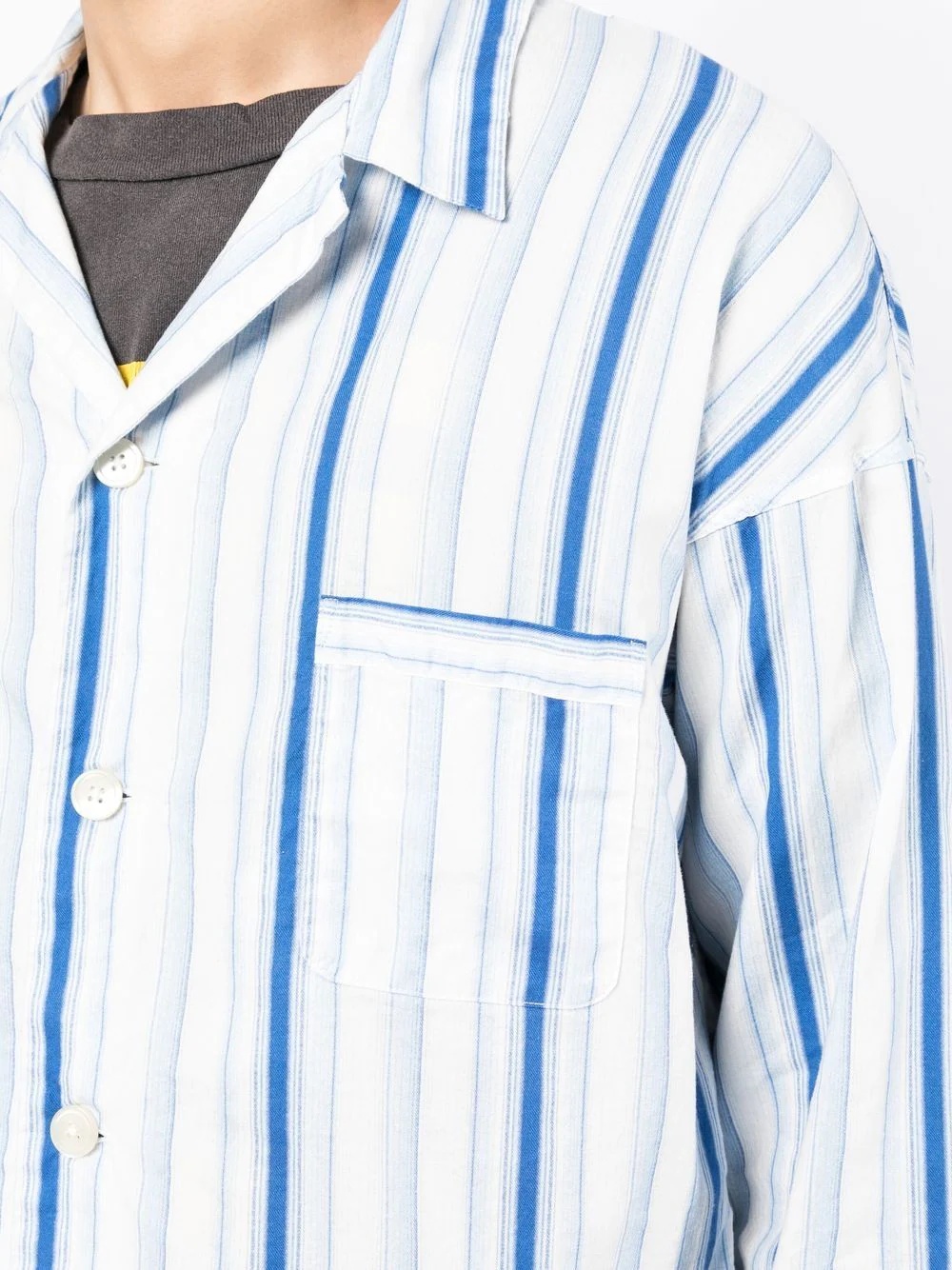 stripe-print button-up shirt - 5