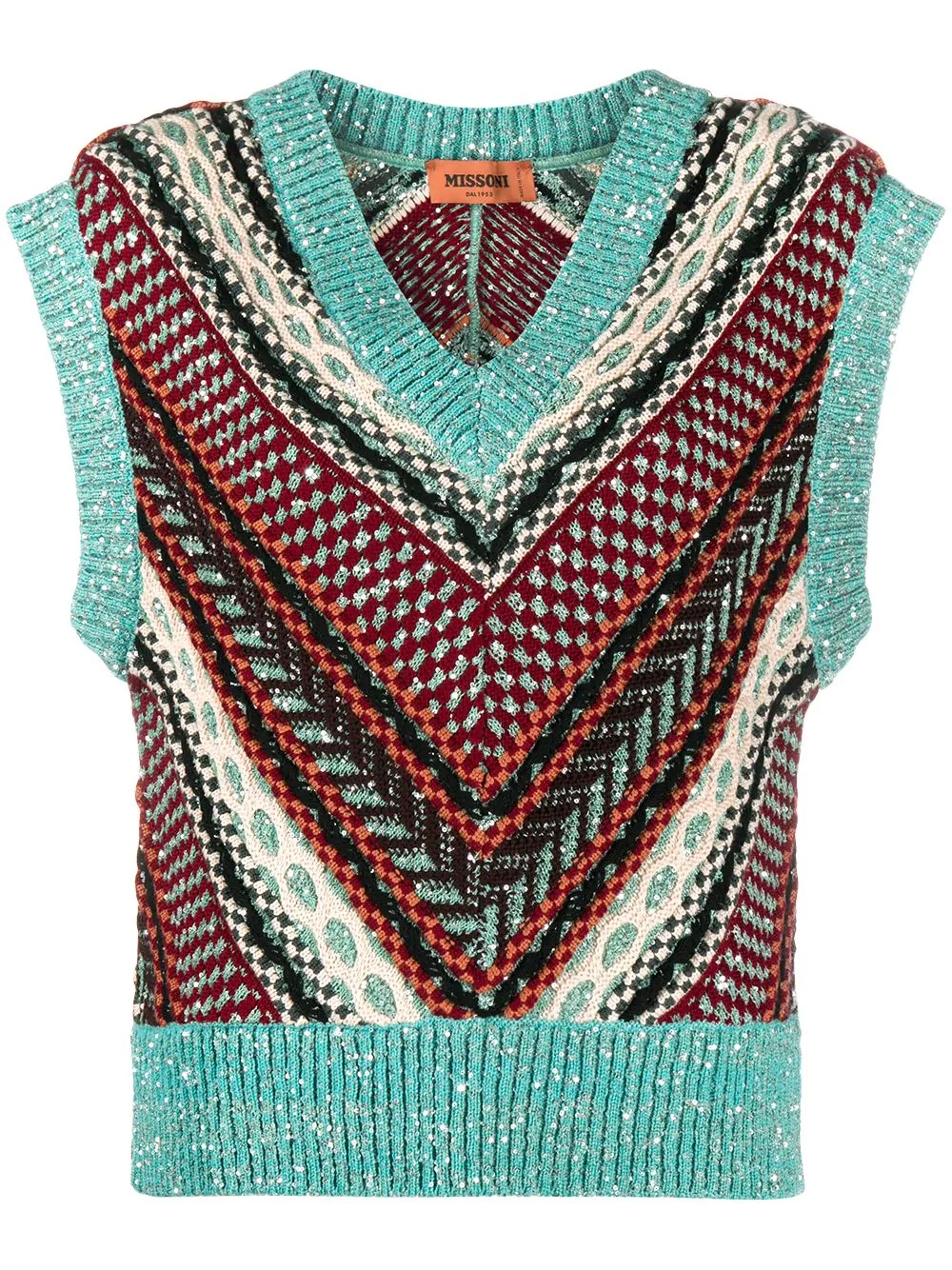 chevron-design knit top - 1