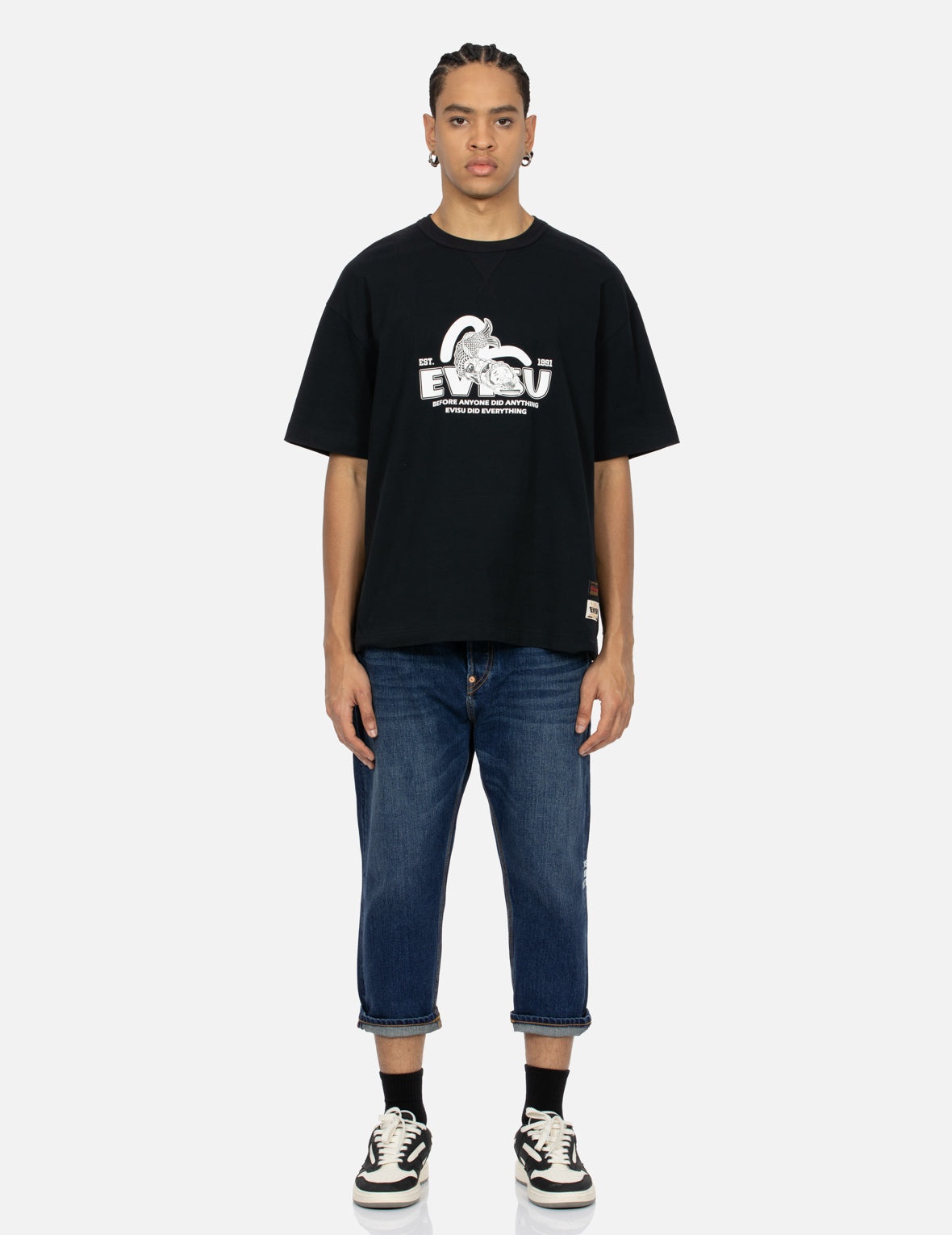 Koinobori Print and Seagull Embroidery Cropped-Fit Jeans #2027 - 6
