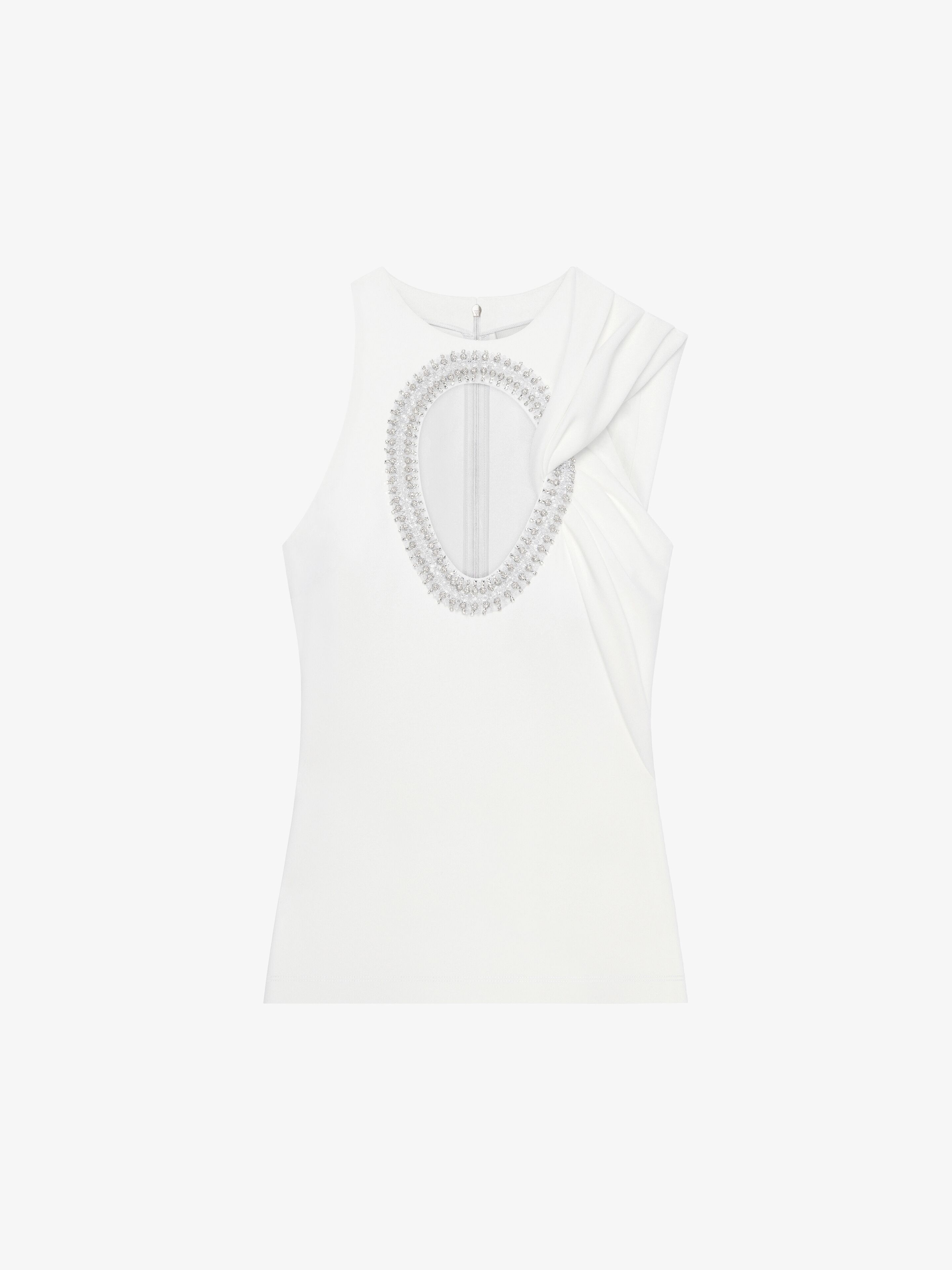 TOP IN CREPE WITH PEARLS AND CRYSTALS - 1