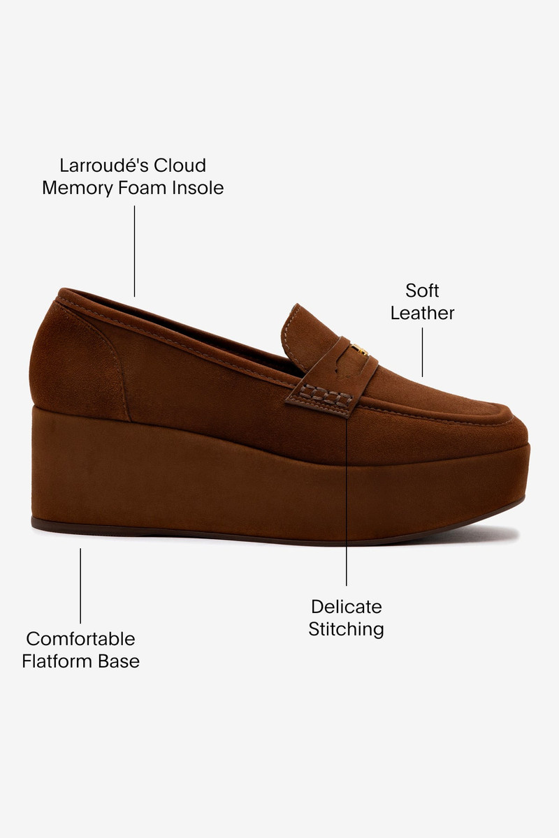 Suki Flatform Loafer In Burnt Umber Suede 5