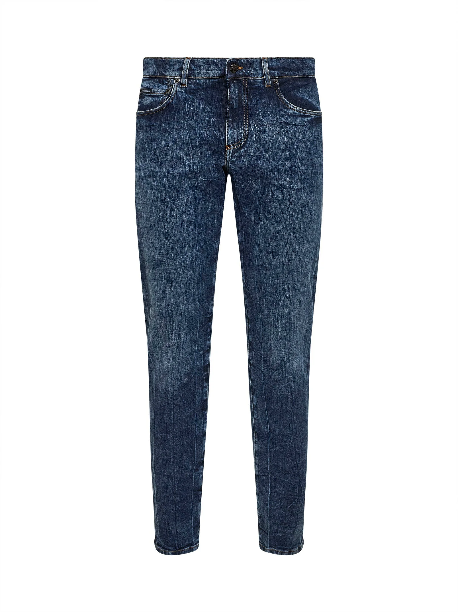 Blue stretch cotton denim slim jeans - 1