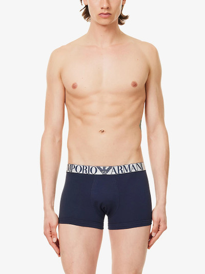 EMPORIO ARMANI Branded-waistband pack of three stretch-cotton trunks outlook