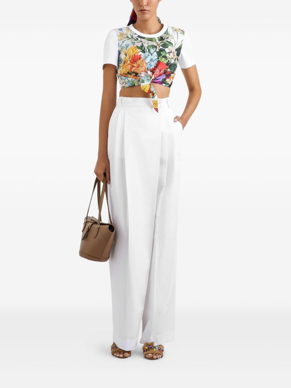 cotton-silk cropped t-shirt - 2