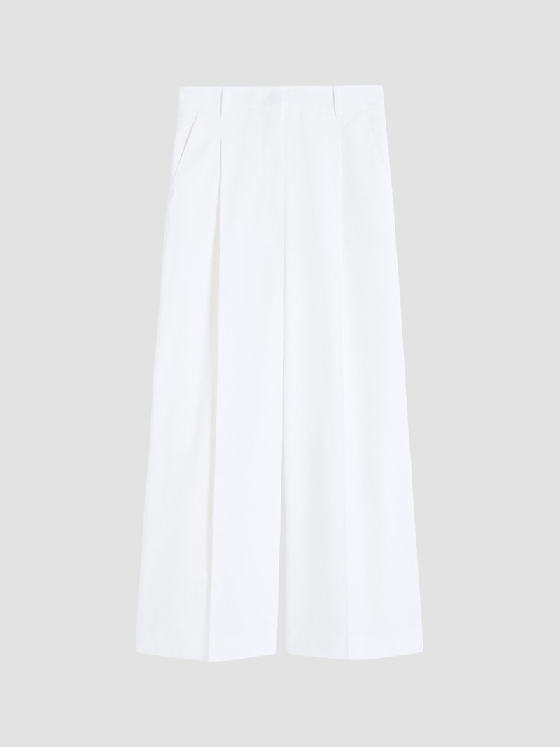 Women's Stretch Cotton Gabardine Trousers - White 1
