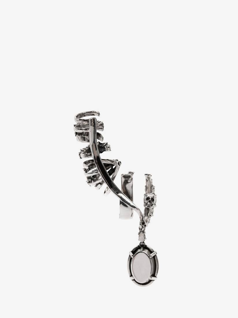 Crystal Charm Multi Hoop Earpiece in Antique Silver - 3