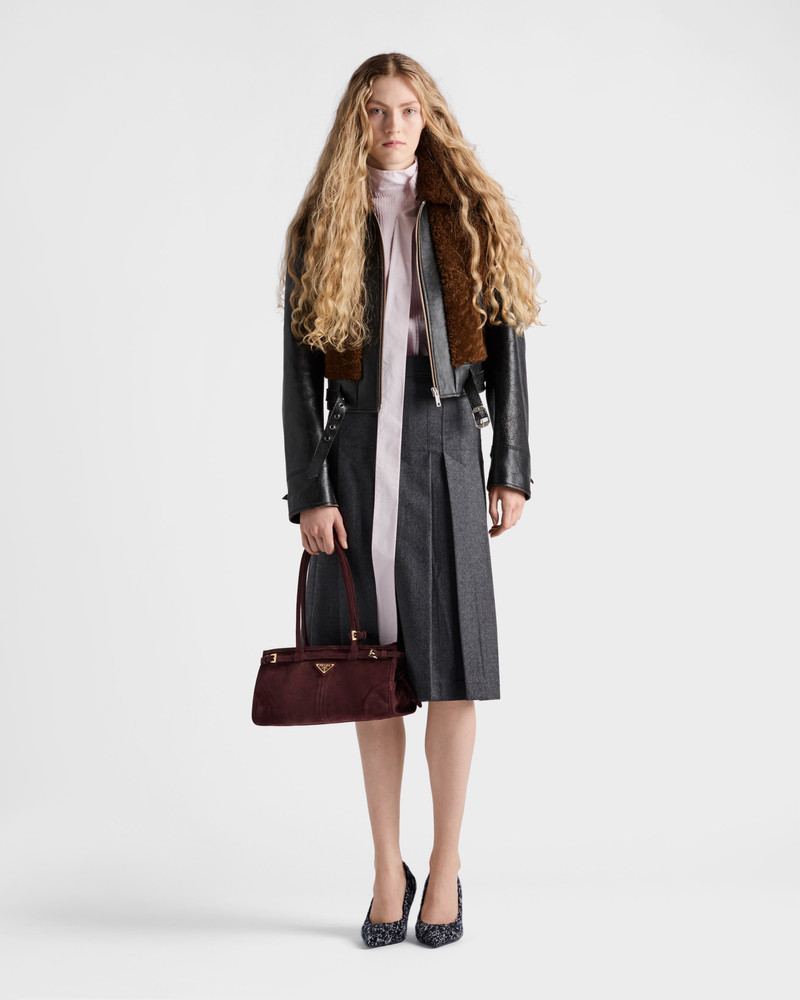 Prada Leather and shearling jacket outlook