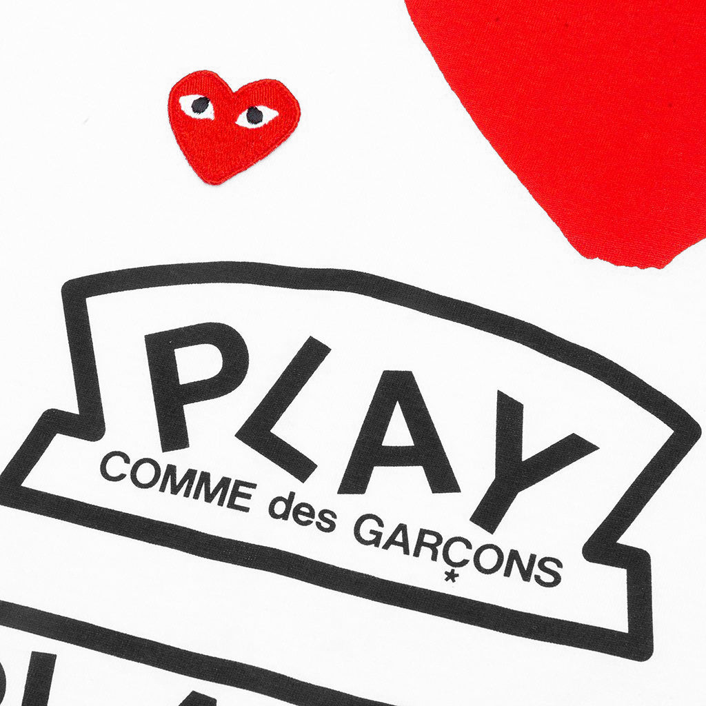 COMME DES GARCONS PLAY RED MULTI LOGO S/S T-SHIRT - WHITE - 3