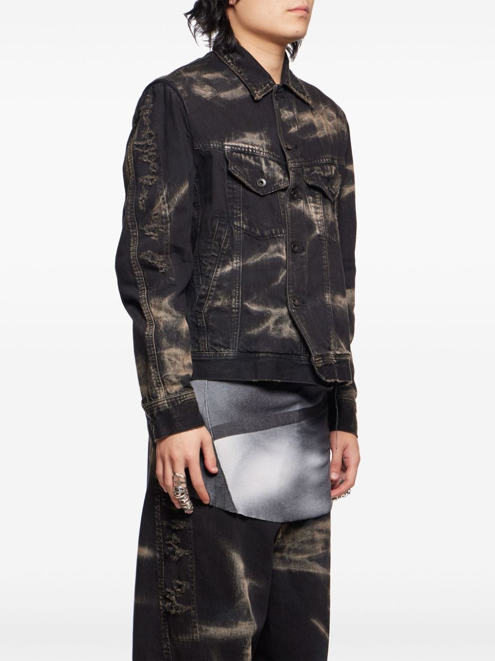 bleach-wash denim jacket - 3