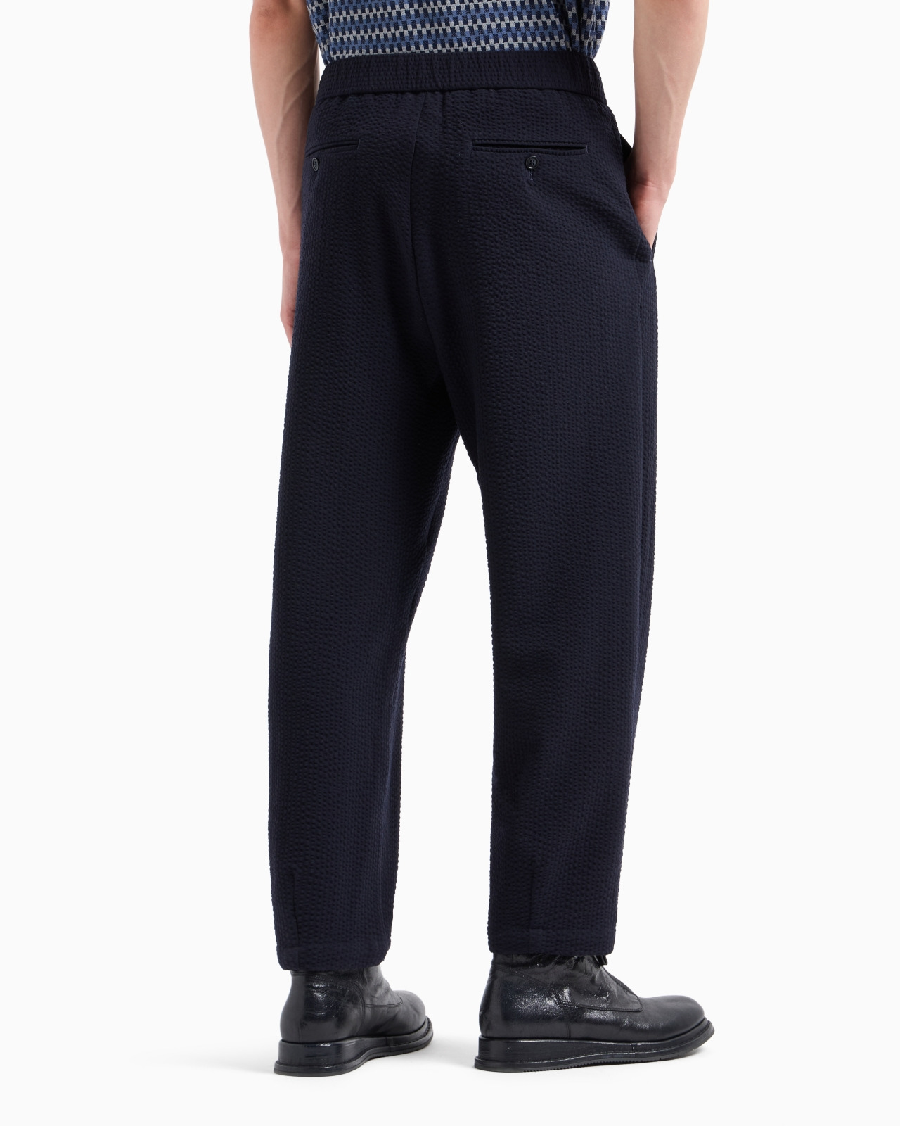 Single-pleat, virgin wool and cashmere seersucker trousers - 3