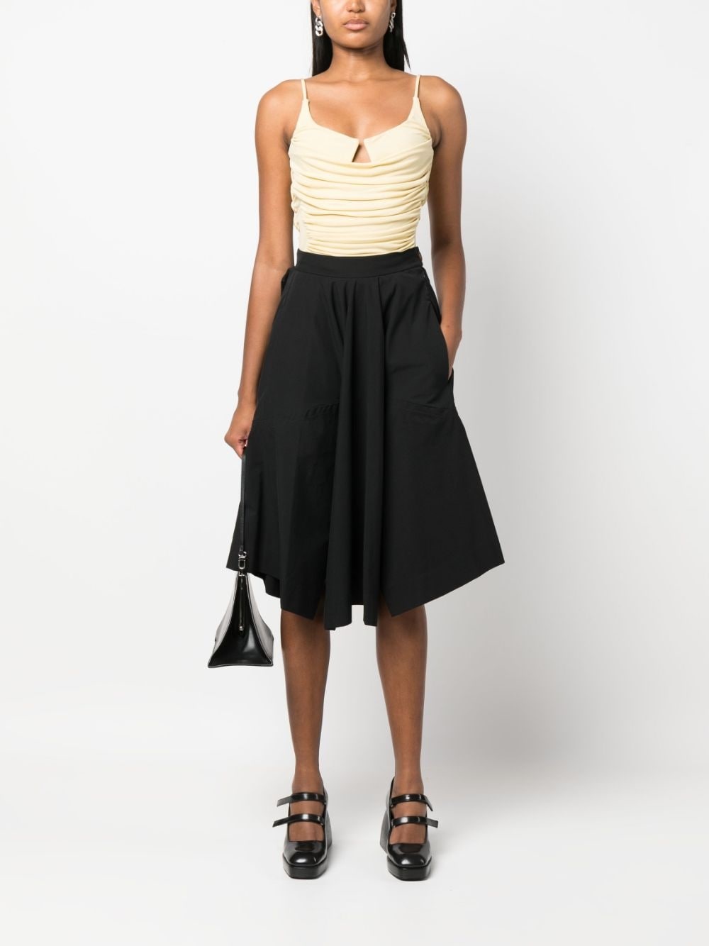flared asymmetric-hem midi skirt - 2