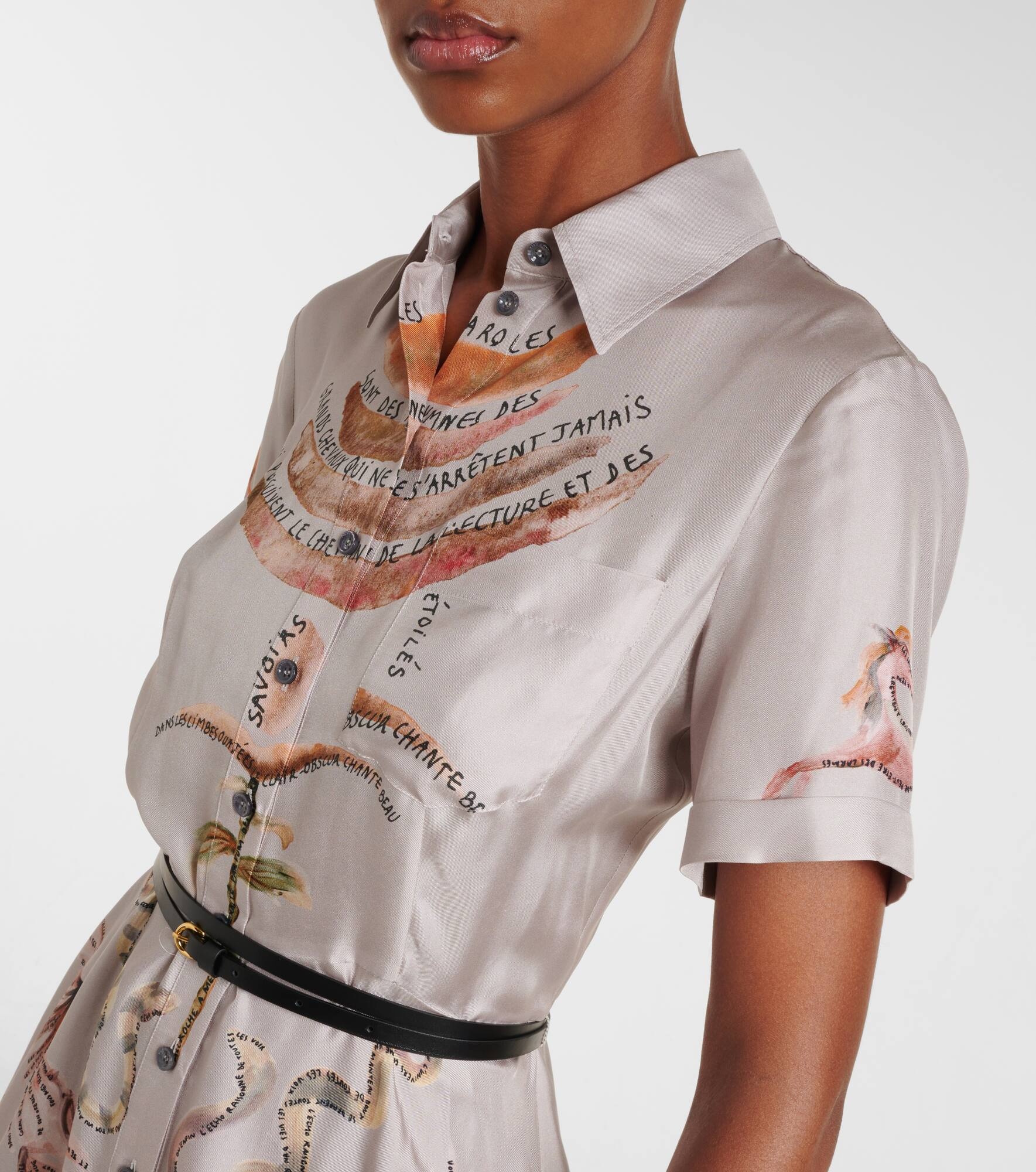 Kiera printed silk shirt dress - 4