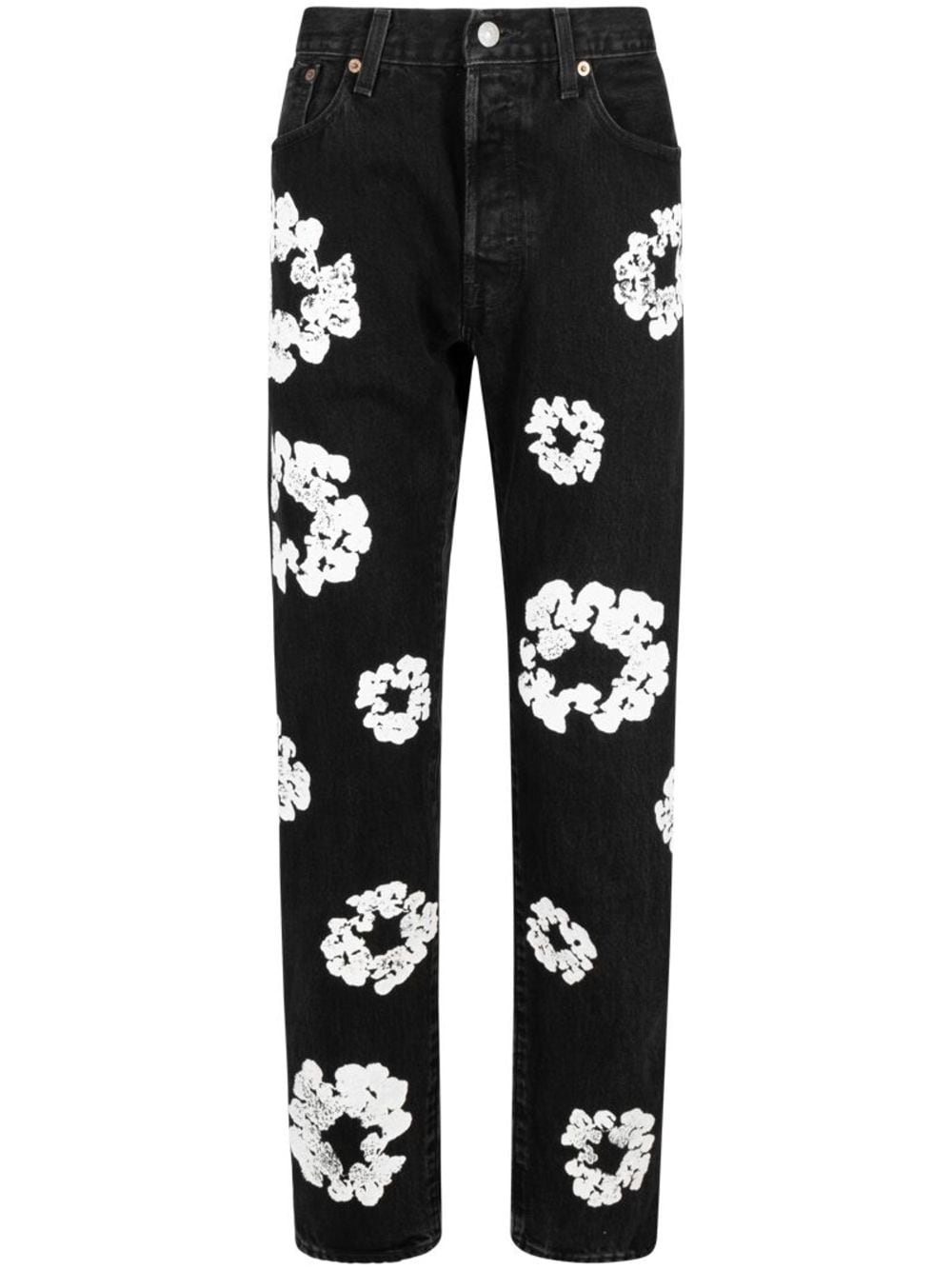 x Levi's Cotton Wreath-print straight-leg jeans - 1