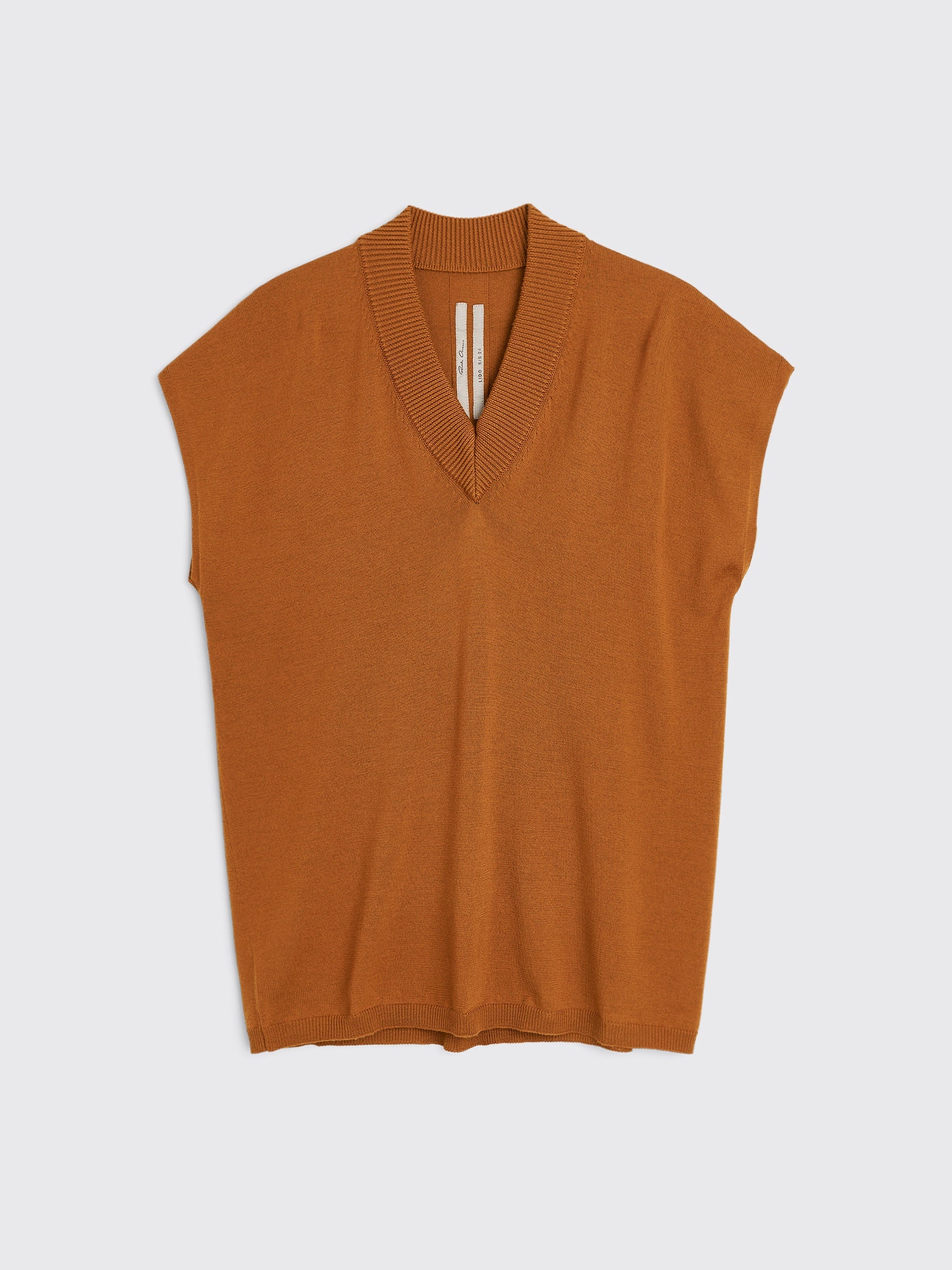 RICK OWENS SHORT SLEEVE V-NECK CLAY - 1