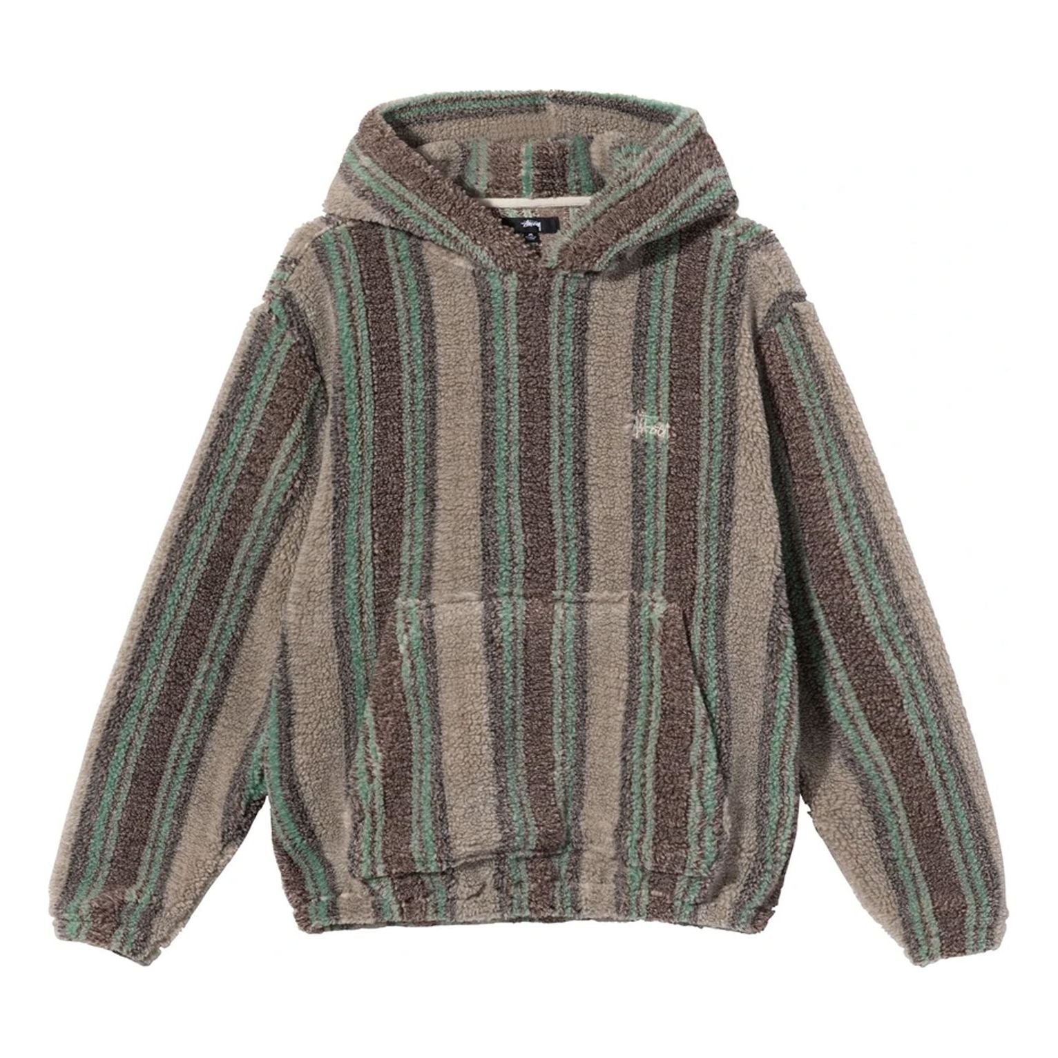 Stussy Stripe Sherpa Hoodie 'Tannin' 118438-TANN - 1