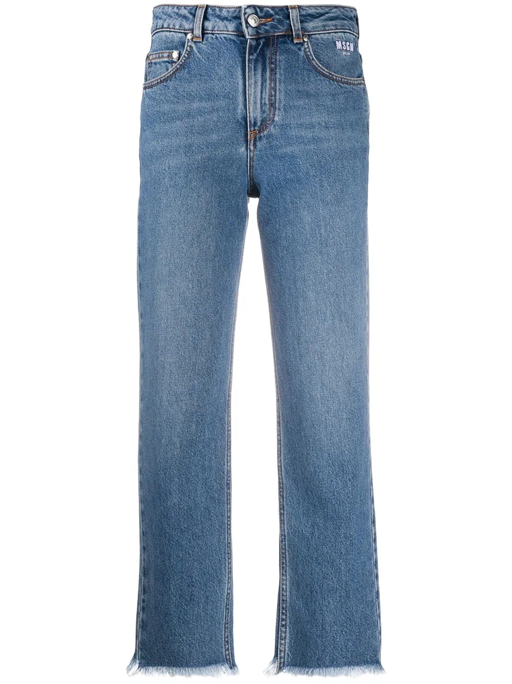 frayed-edge cropped jeans - 1