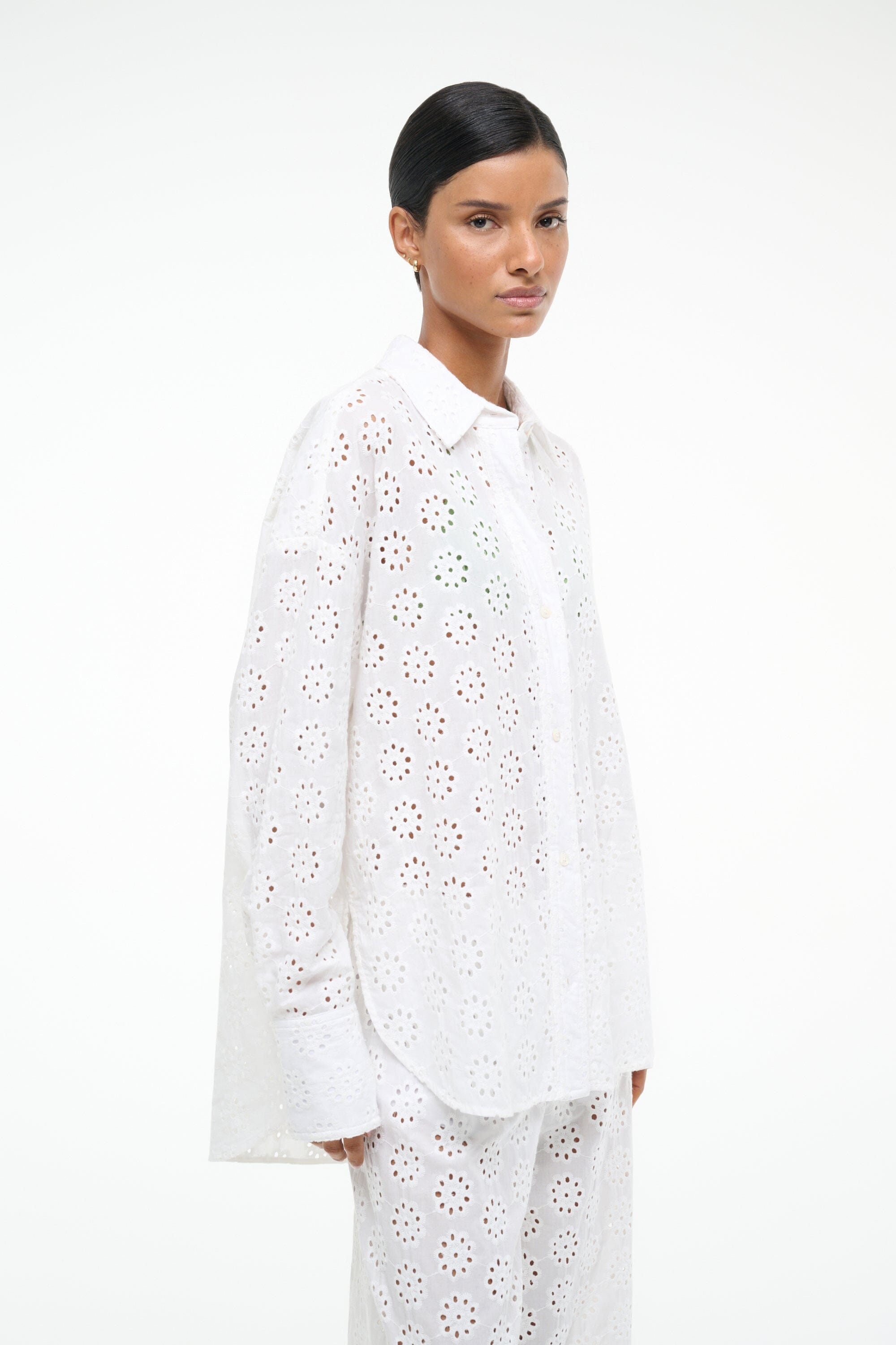 STAUD COLTON TOP WHITE EYELET - 5