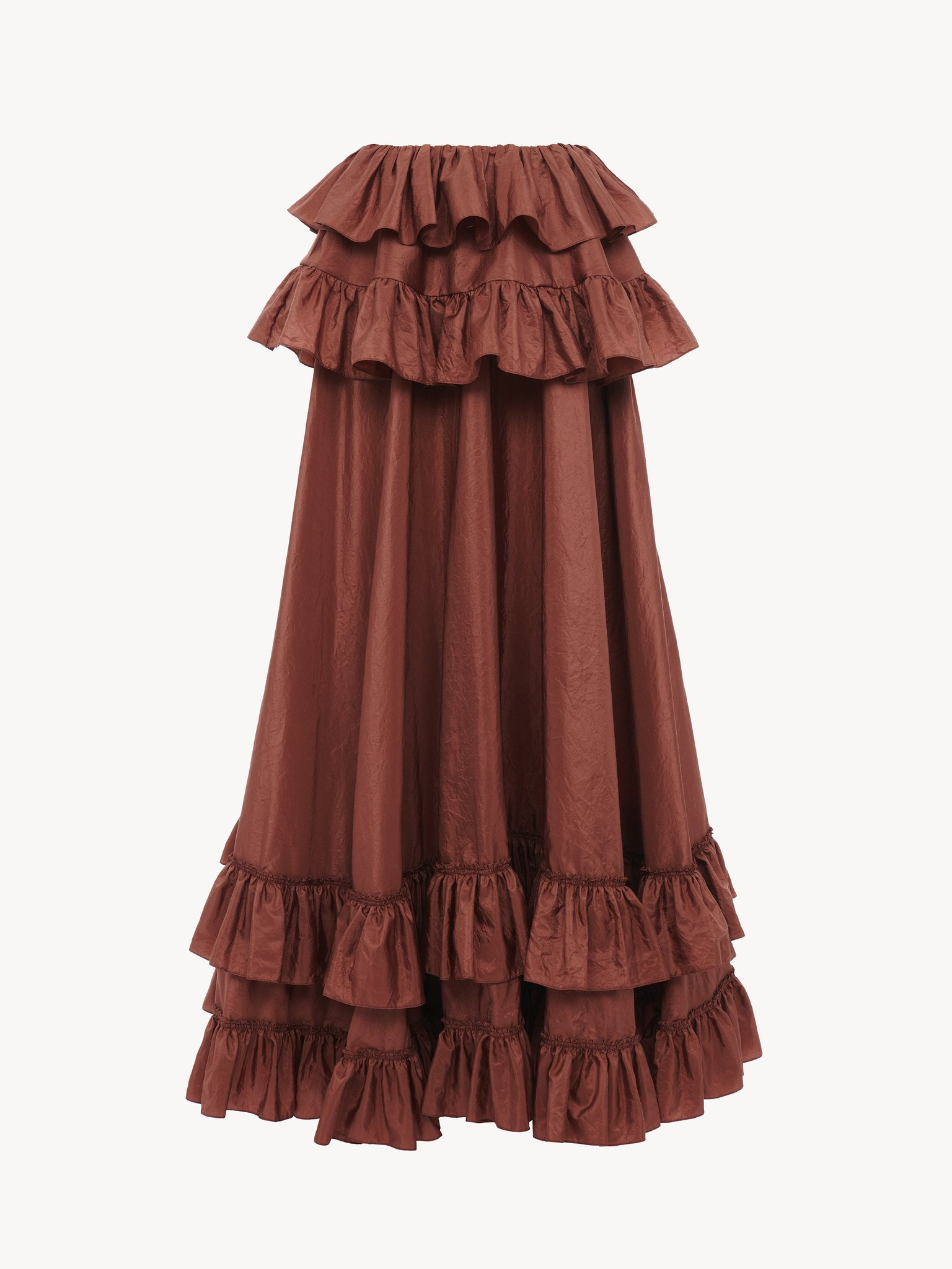 TIERED MAXI SKIRT IN WASHED SILK TAFFETA - 2
