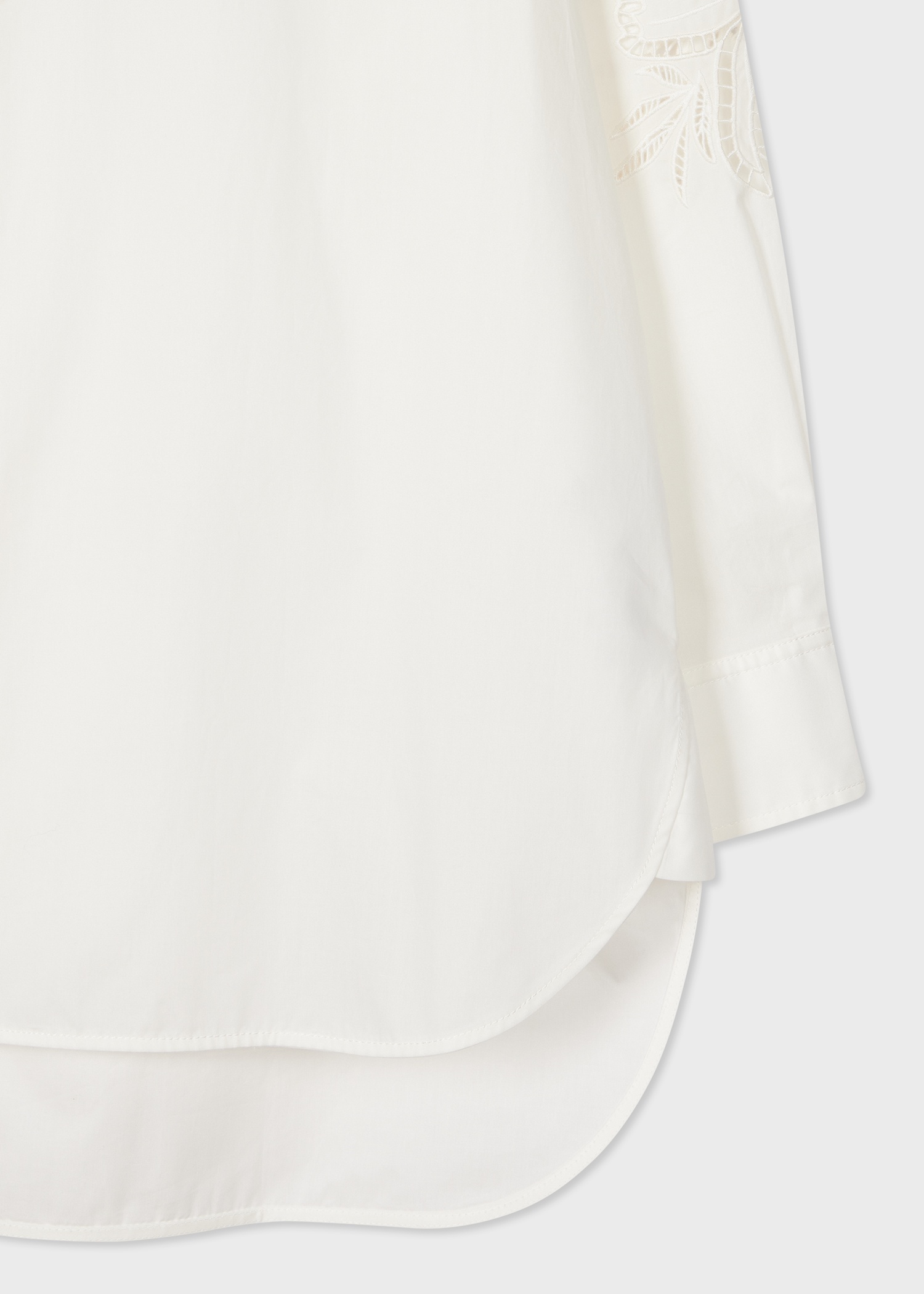 Women's White Cotton Shirt with Cutout Sleeves - 2