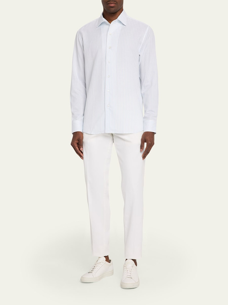 Brioni Men's Lyocell and Cotton Pinstripe Sport Shirt outlook