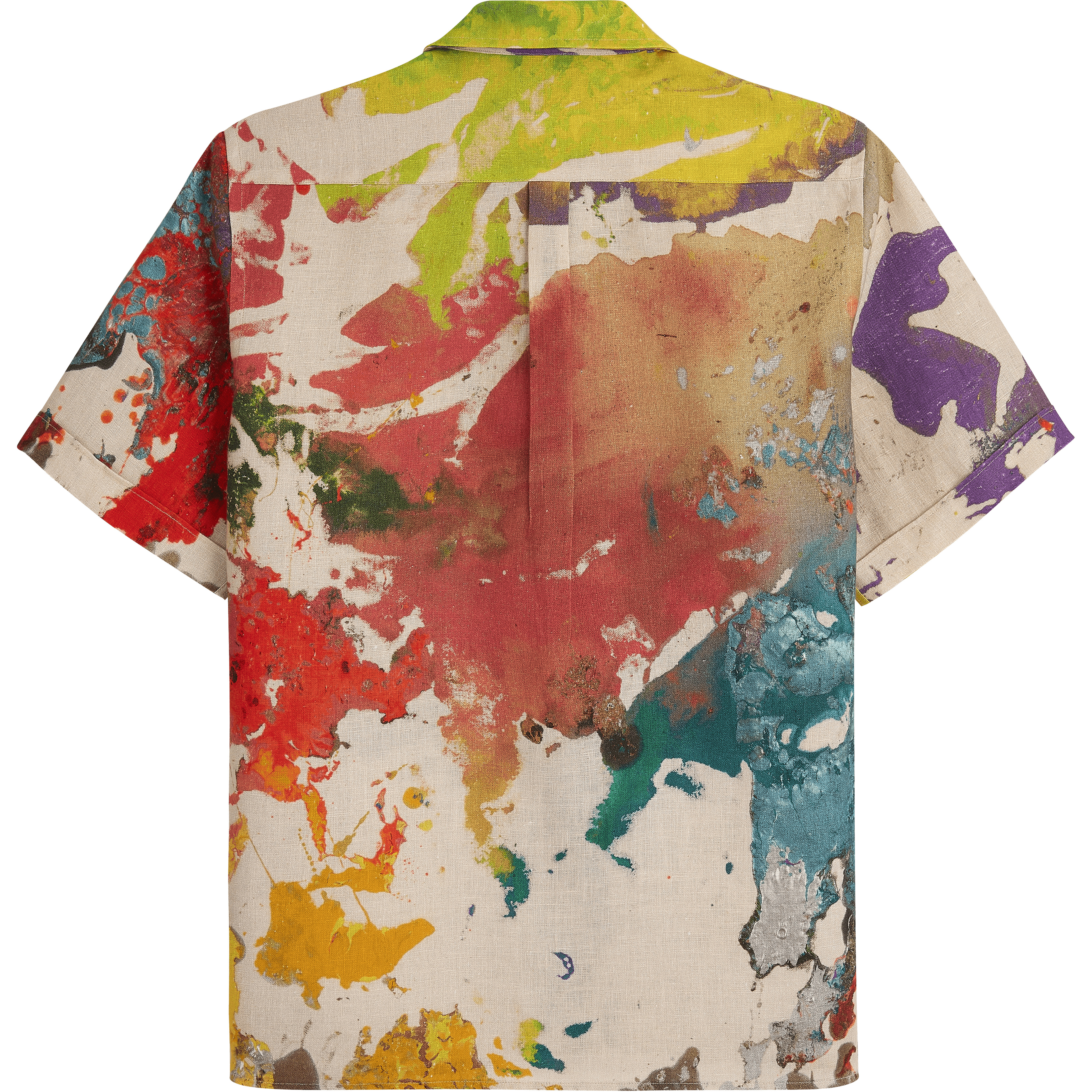 Men Bowling Shirt Linen Gra - Vilebrequin x John M Armleder - 2