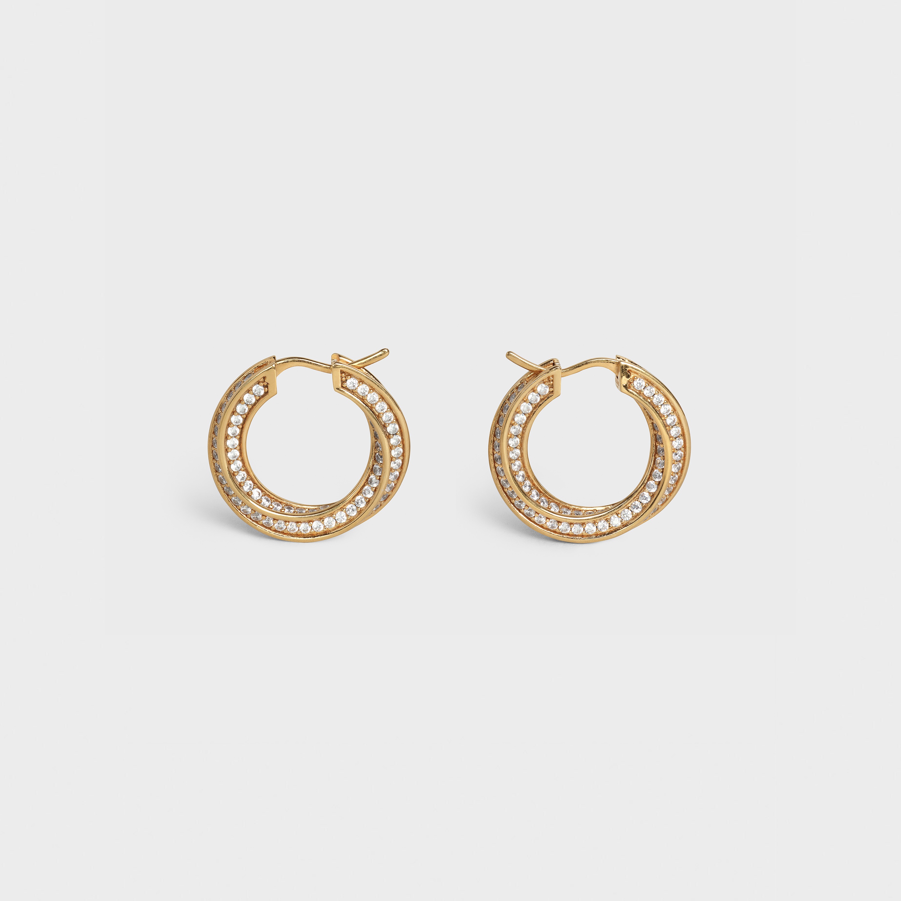 EDWIGE TWISTED HOOPS IN BRASS WITH GOLD FINISH AND CRYSTALS - 1