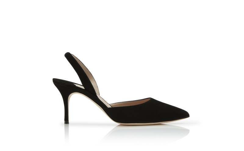 Black Suede Slingback Pumps - 1