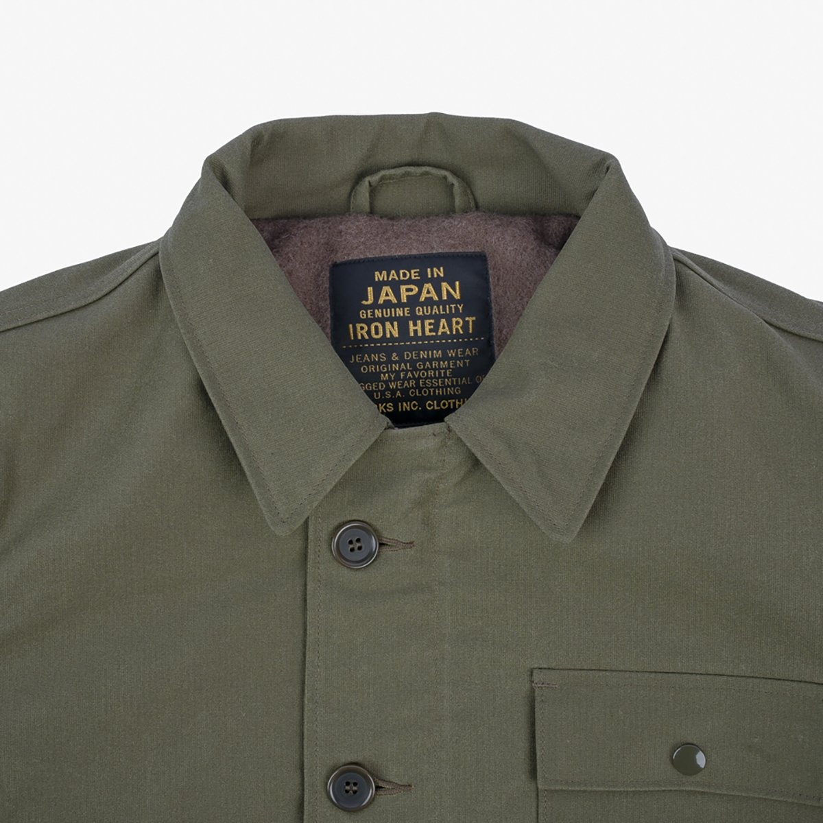 IHM-45-GRN Oiled Whipcord A2 Deck Jacket - Army Green - 9