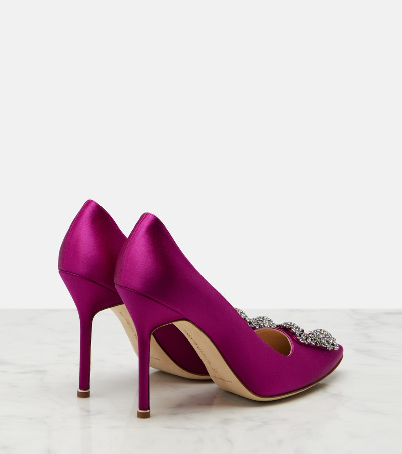 Manolo Blahnik Hangisi embellished satin pumps outlook