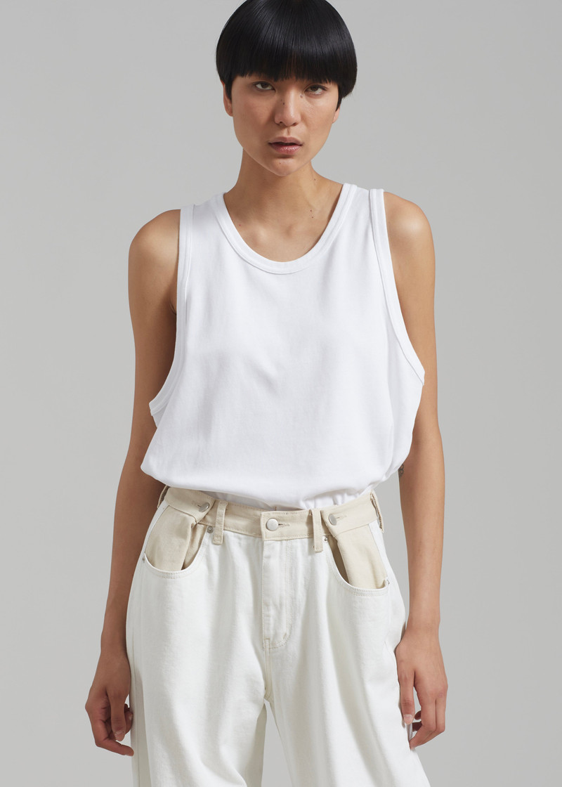 Hayla Contrast Denim Pants - Off White/Beige 9
