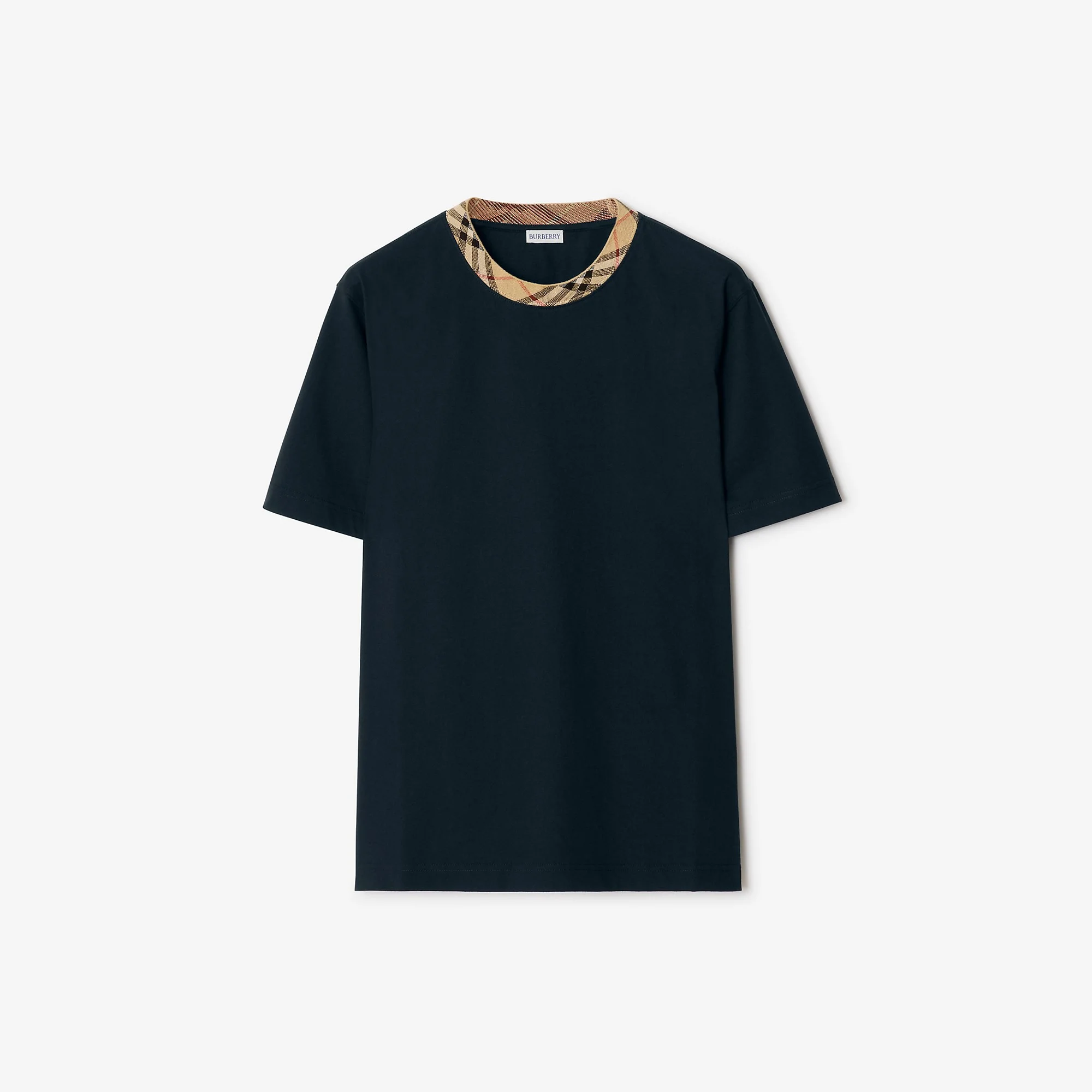 Check Trim Cotton T-shirt - 1