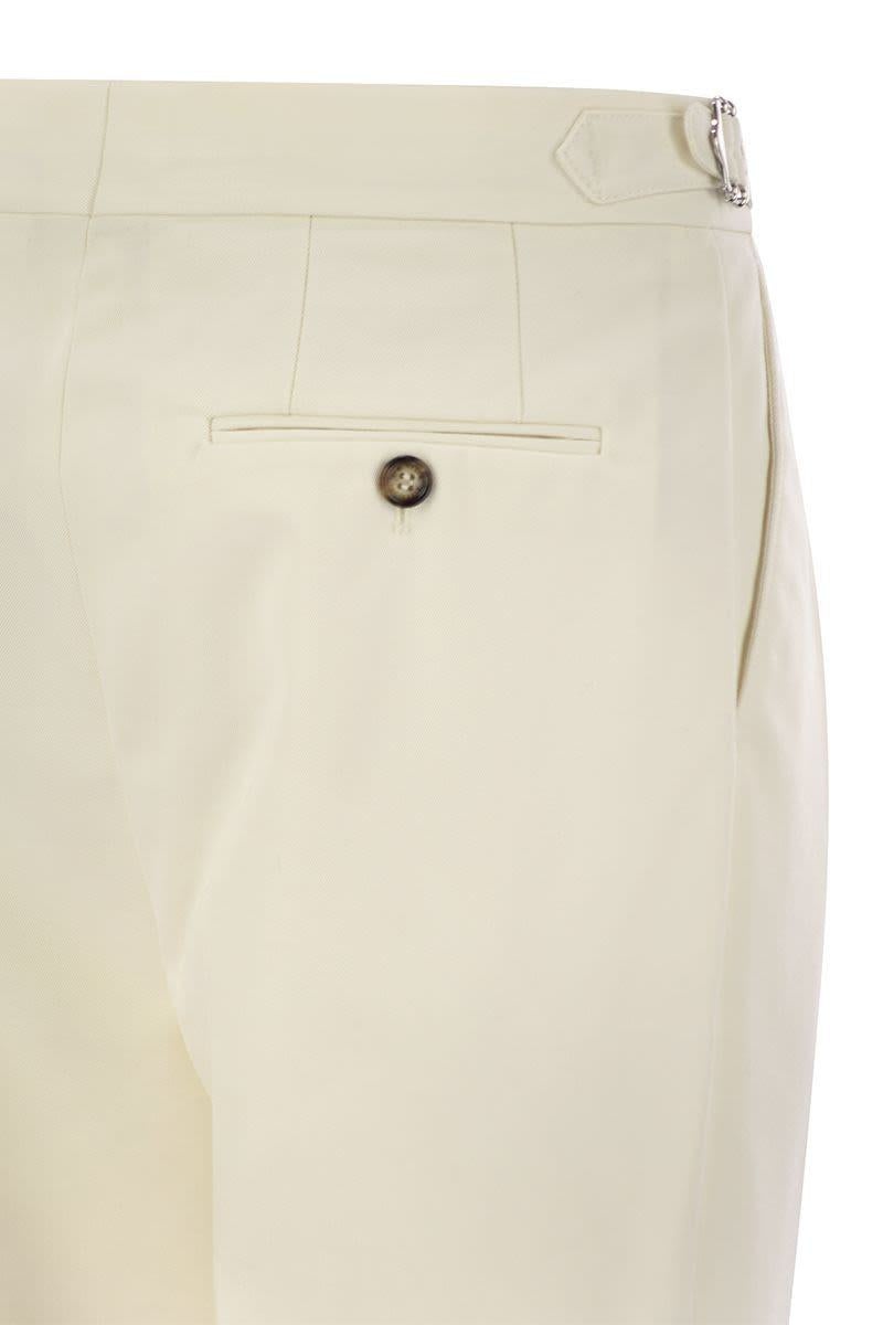 Brunello Cucinelli Tailor-Fit Trousers In Cotton Gabardine And Virgin Wool With Double Inverted Dart - 4