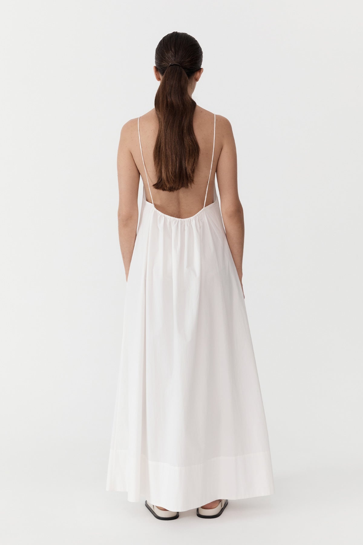 Relaxed Drawstring Dress - White - 5